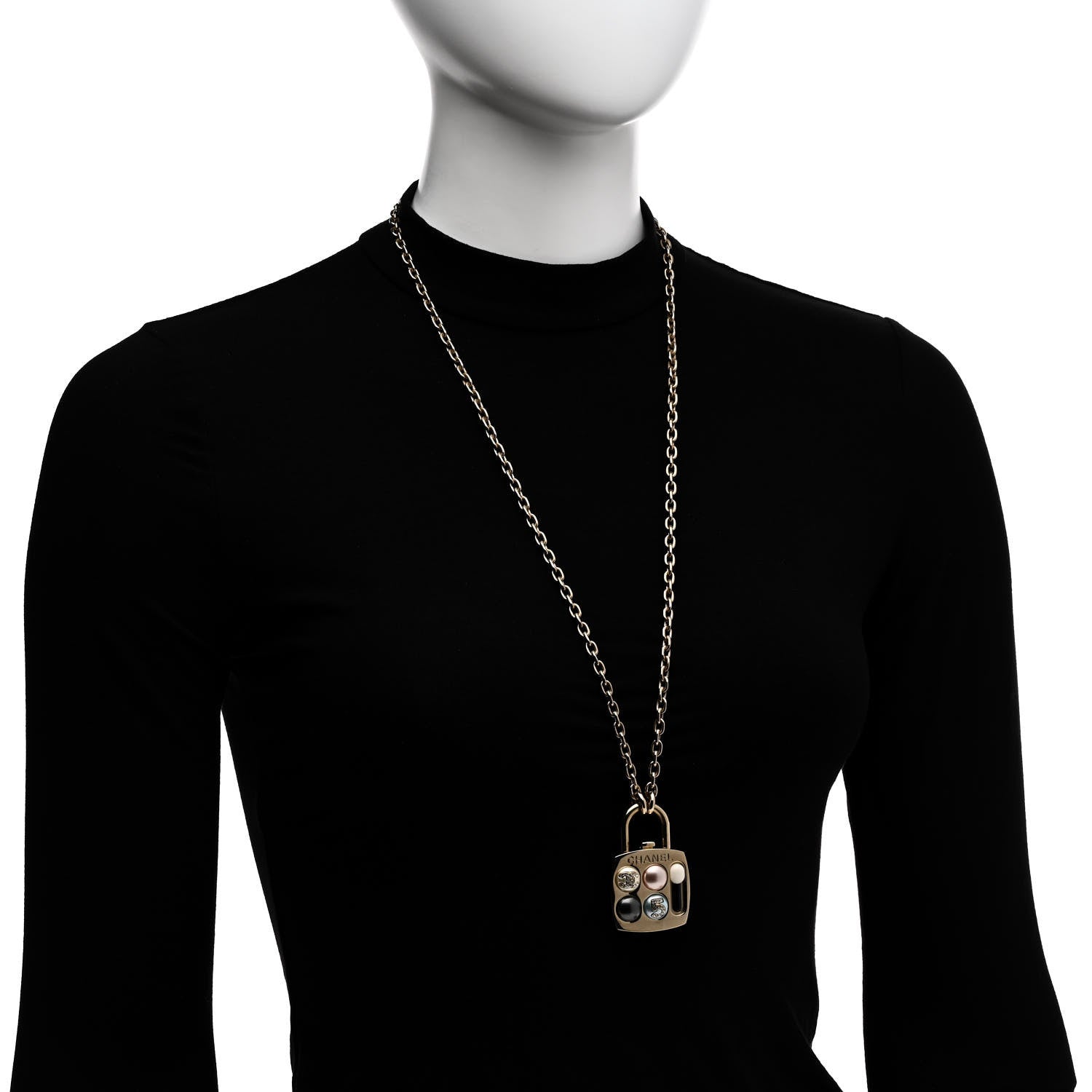 Pearl Resin Crystal CC No 5 Eyeshadow Pendant Necklace Multicolor