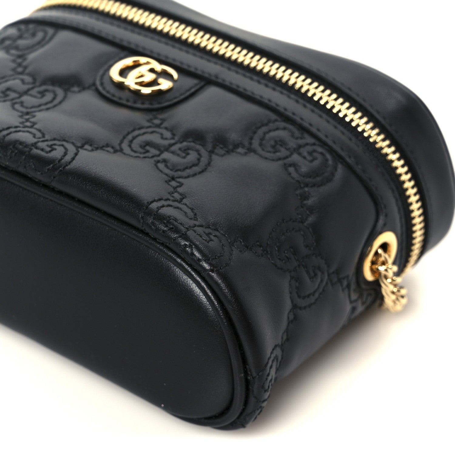 Calfskin GG Matelasse Mini Top Handle Bag Black