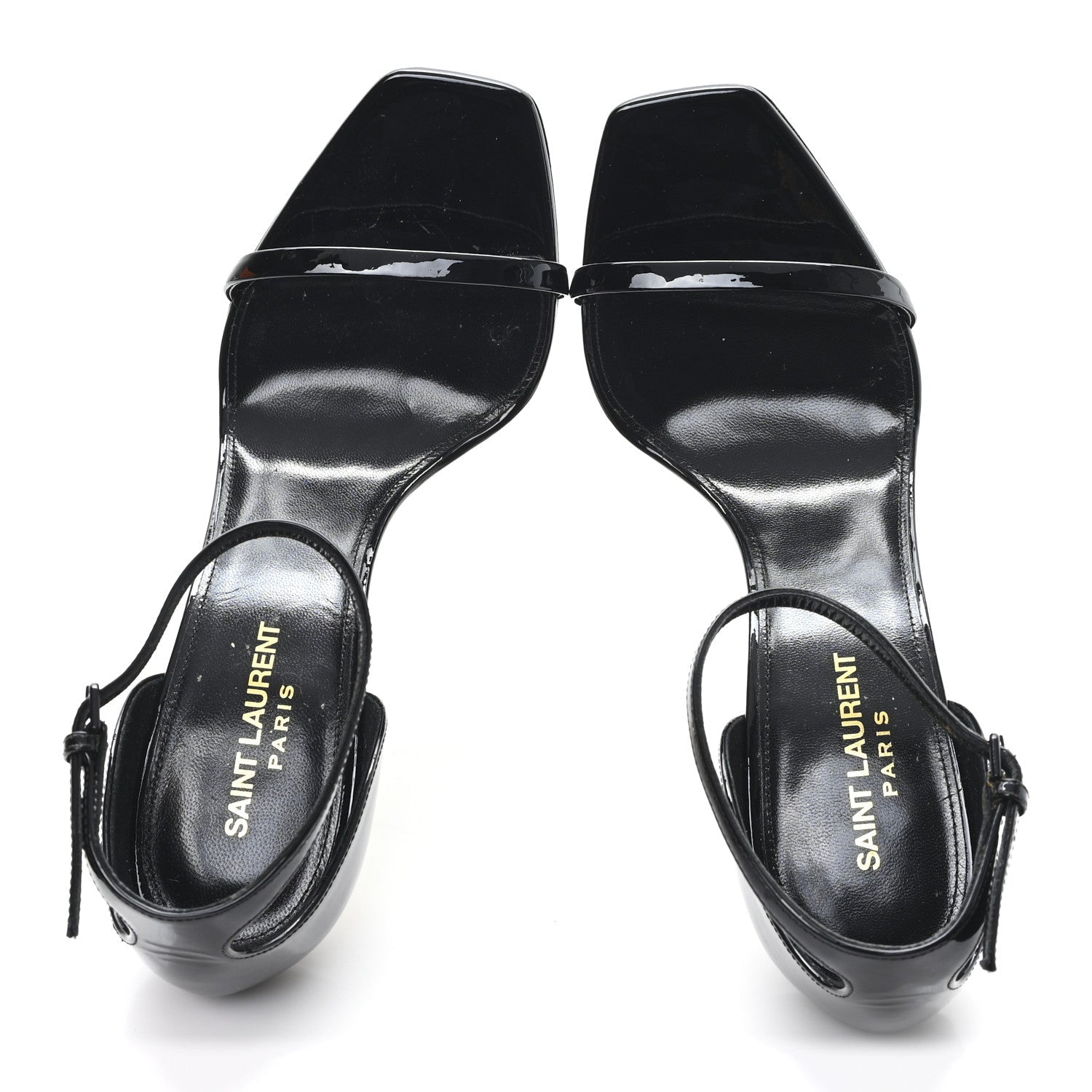 Patent Calfskin Opyum 110 Sandals 39.5 Black Gold