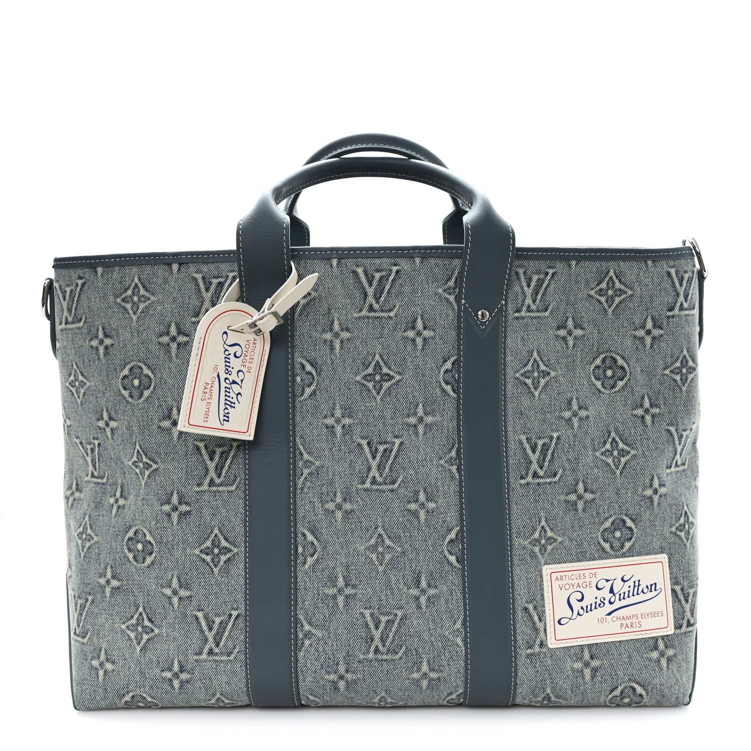 Monogram Washed Denim Weekend Tote NM Blue