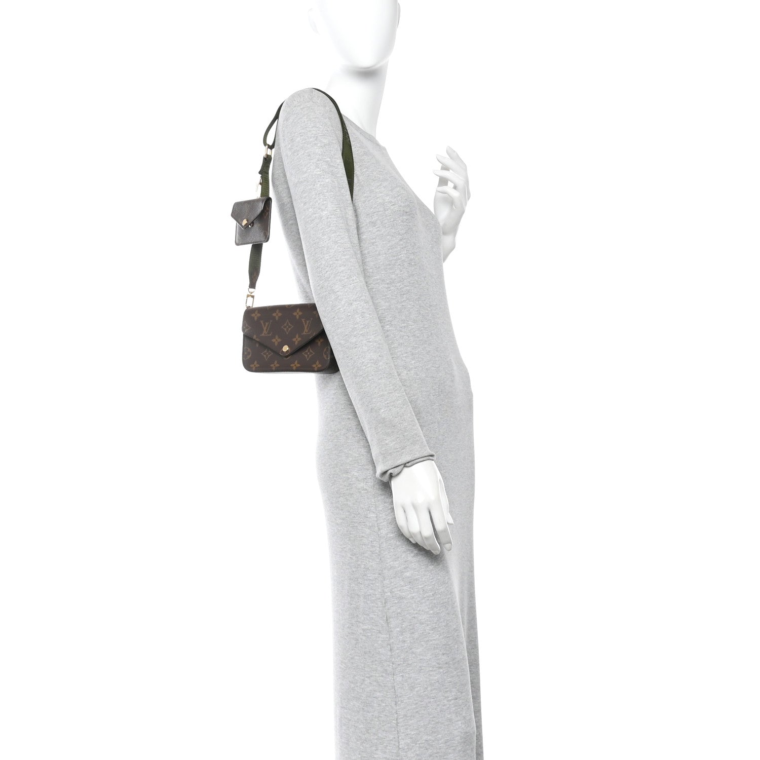 Monogram Felicie Strap & Go Kaki