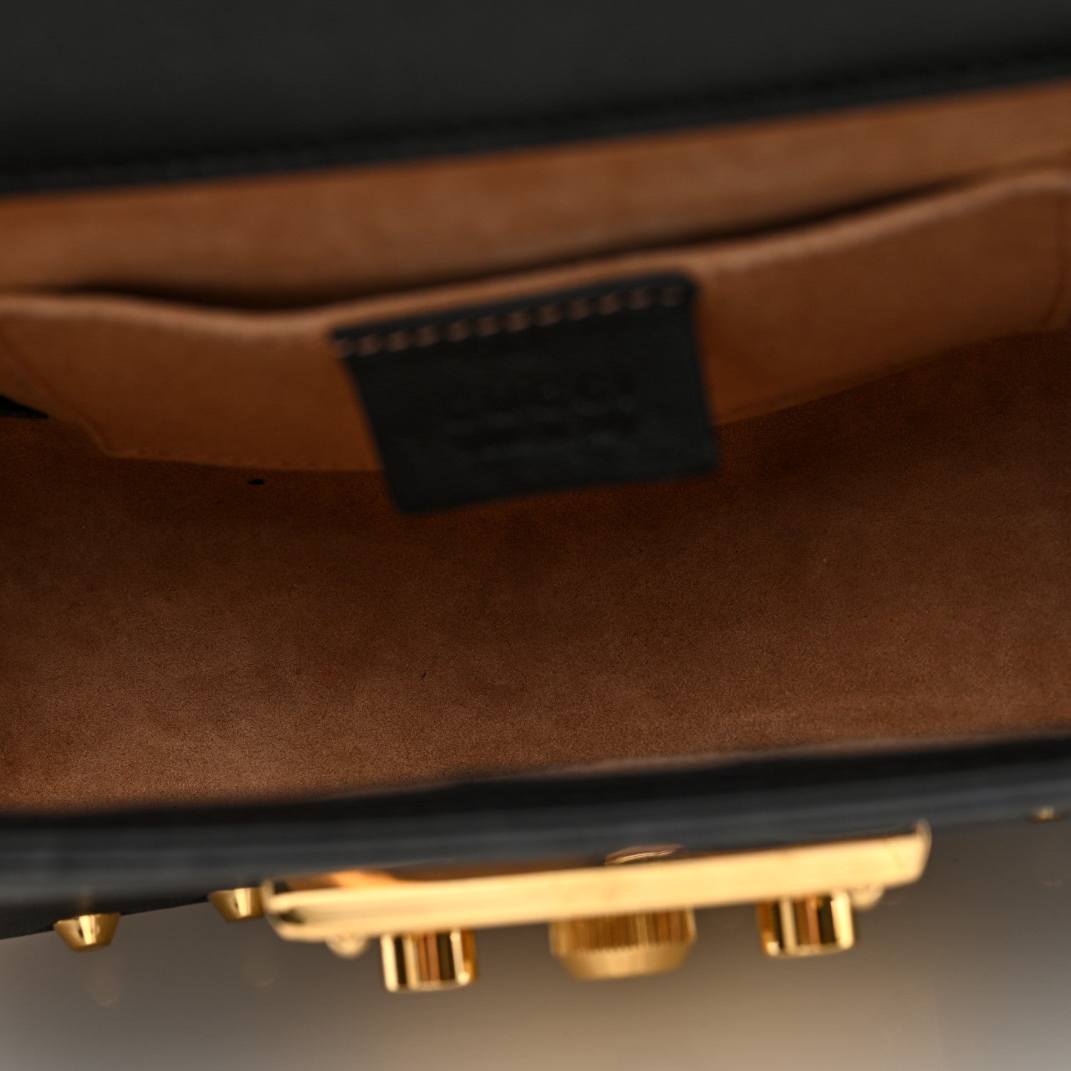 Calfskin Studded Small Padlock Shoulder Bag Black