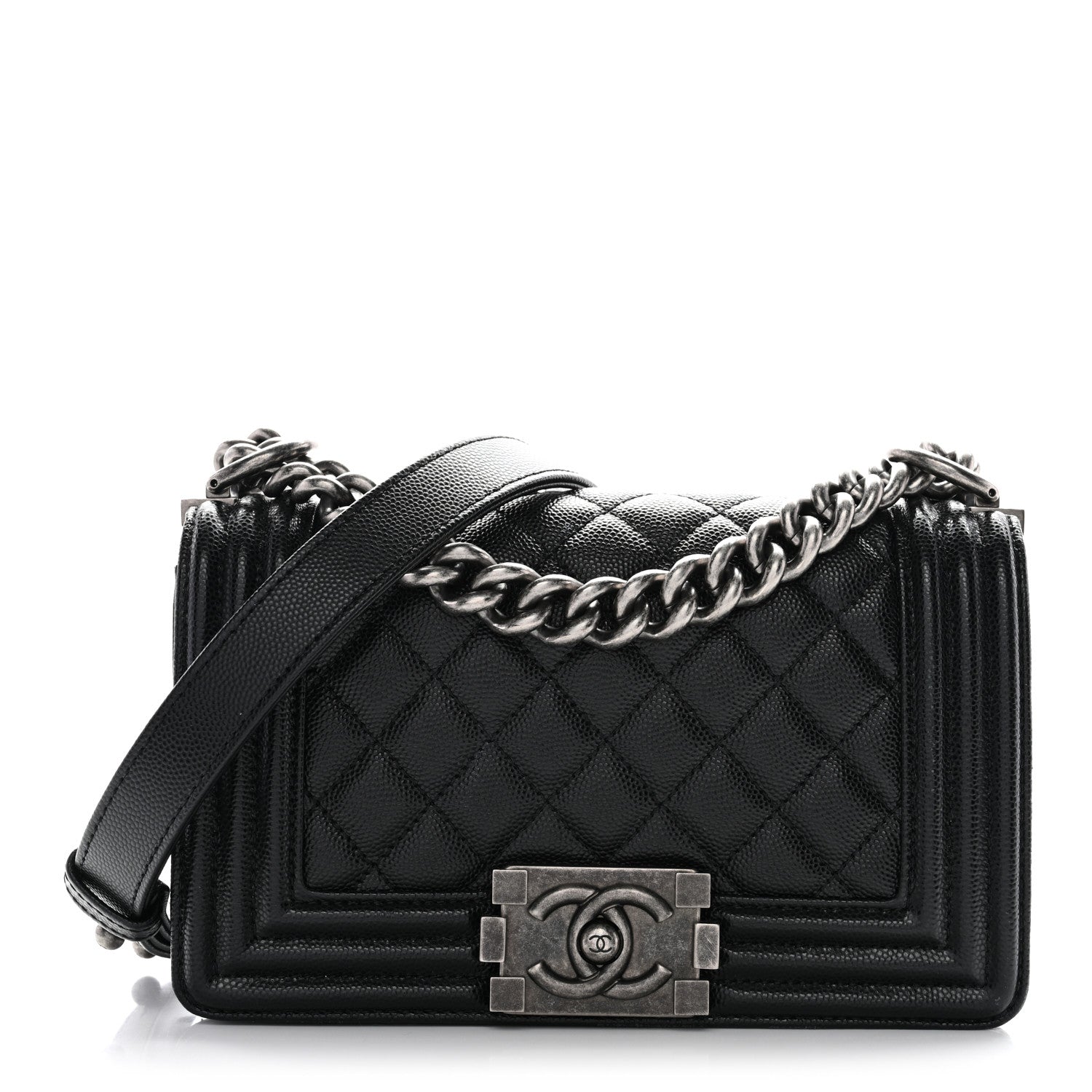 Caviar Quilted Small Boy Flap Black
