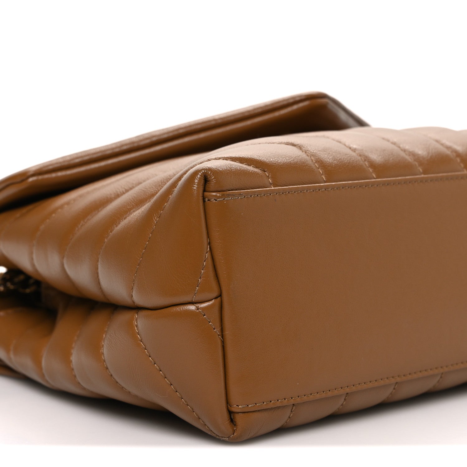 Calfskin Y Quilted Monogram Small Loulou Chain Satchel Dark Natural