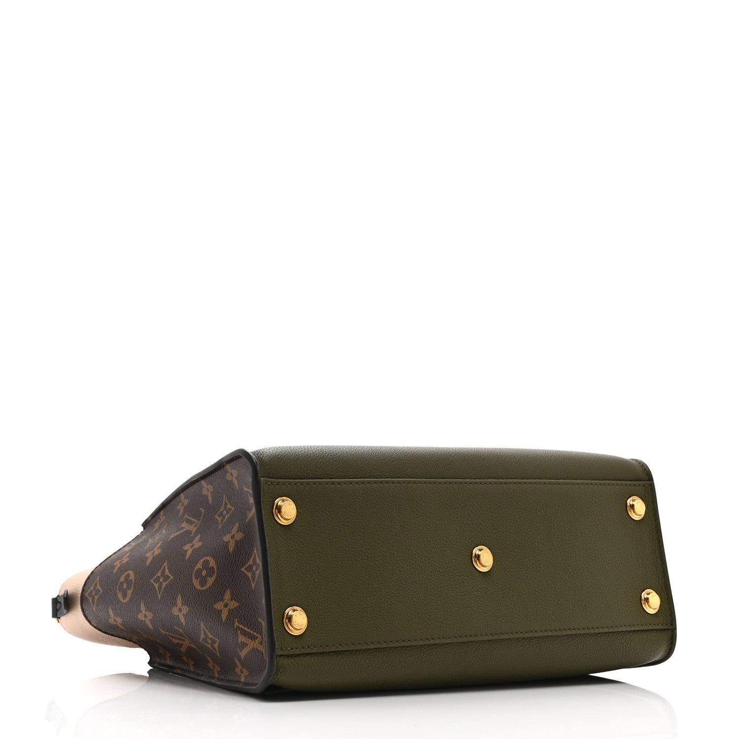 Calfskin Monogram On My Side MM Laurier Green Toffee Latte Beige
