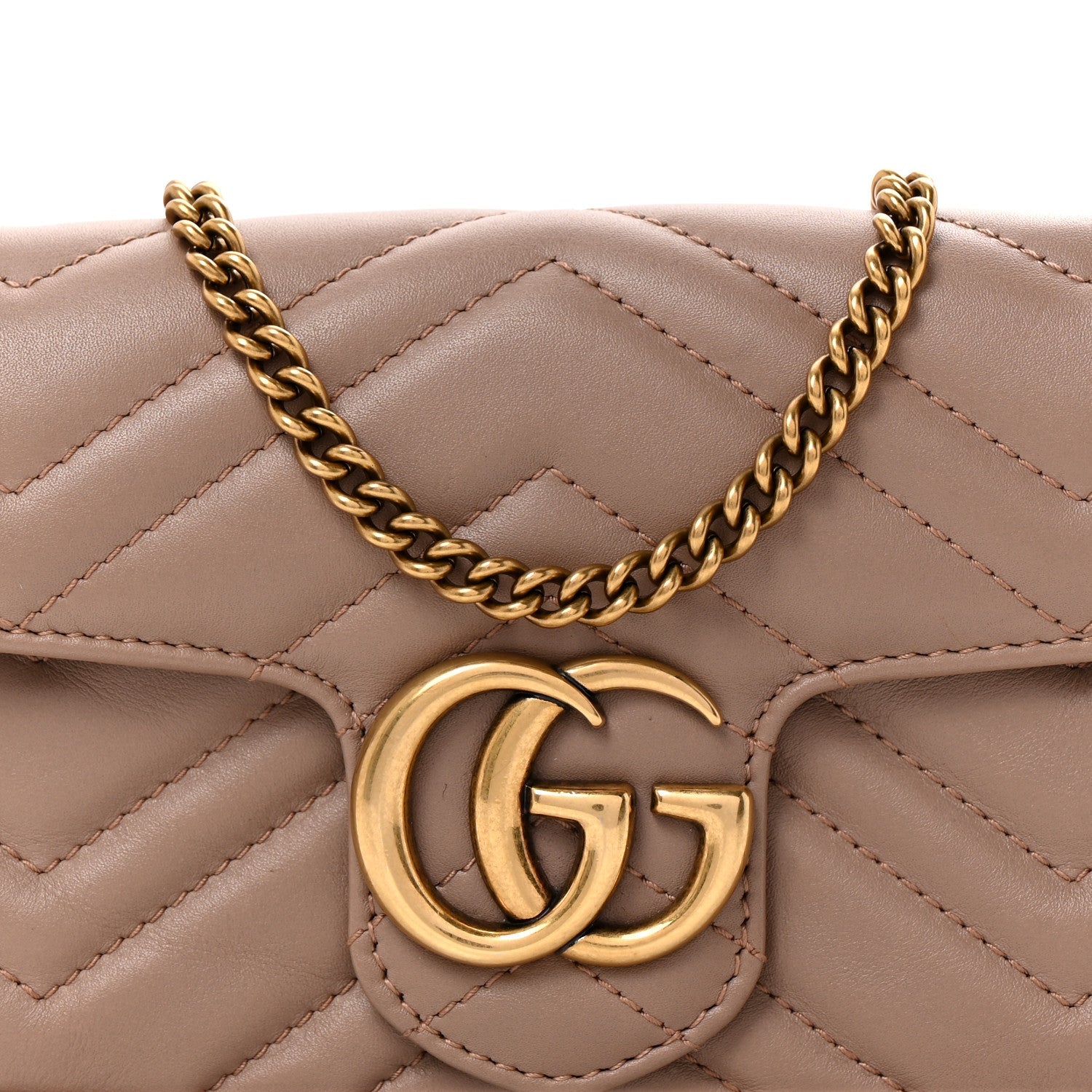 Calfskin Matelasse Super Mini GG Marmont Shoulder Bag Porcelain Rose