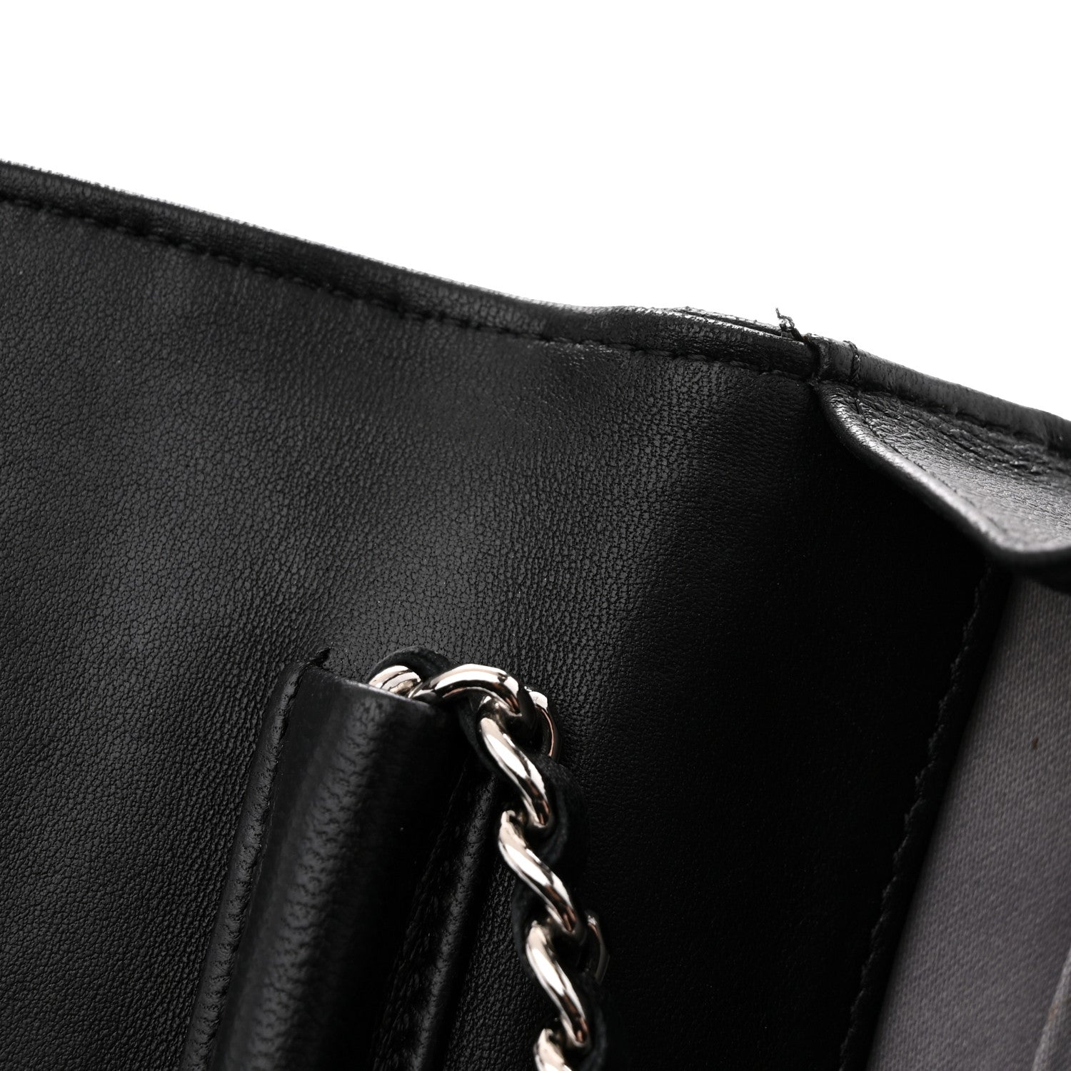 Lambskin Camellia Embossed Wallet On Chain WOC Black