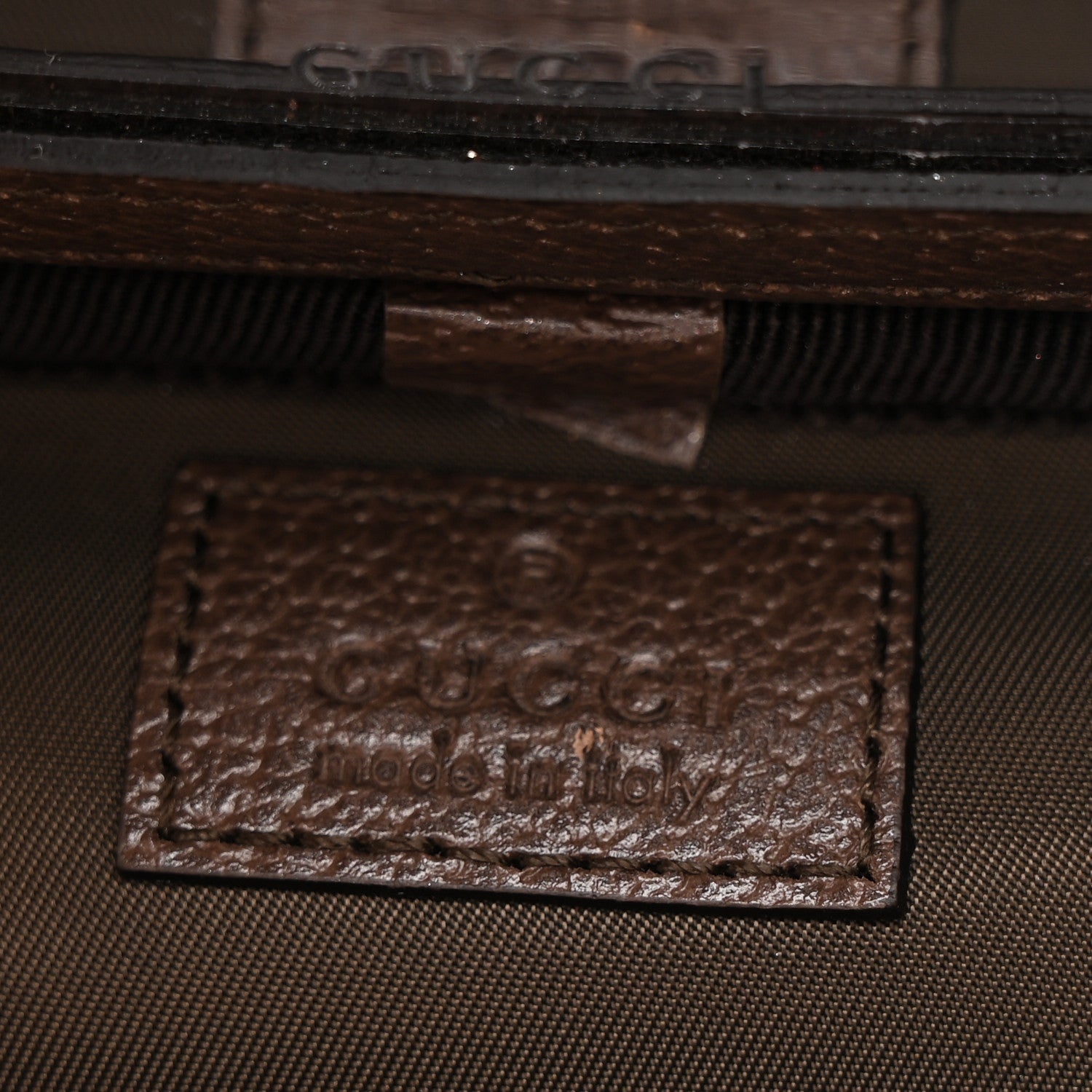 GG Supreme Monogram Textured Calfskin Web Ophidia Vanity Cosmetic Case Beige Ebony New Acero