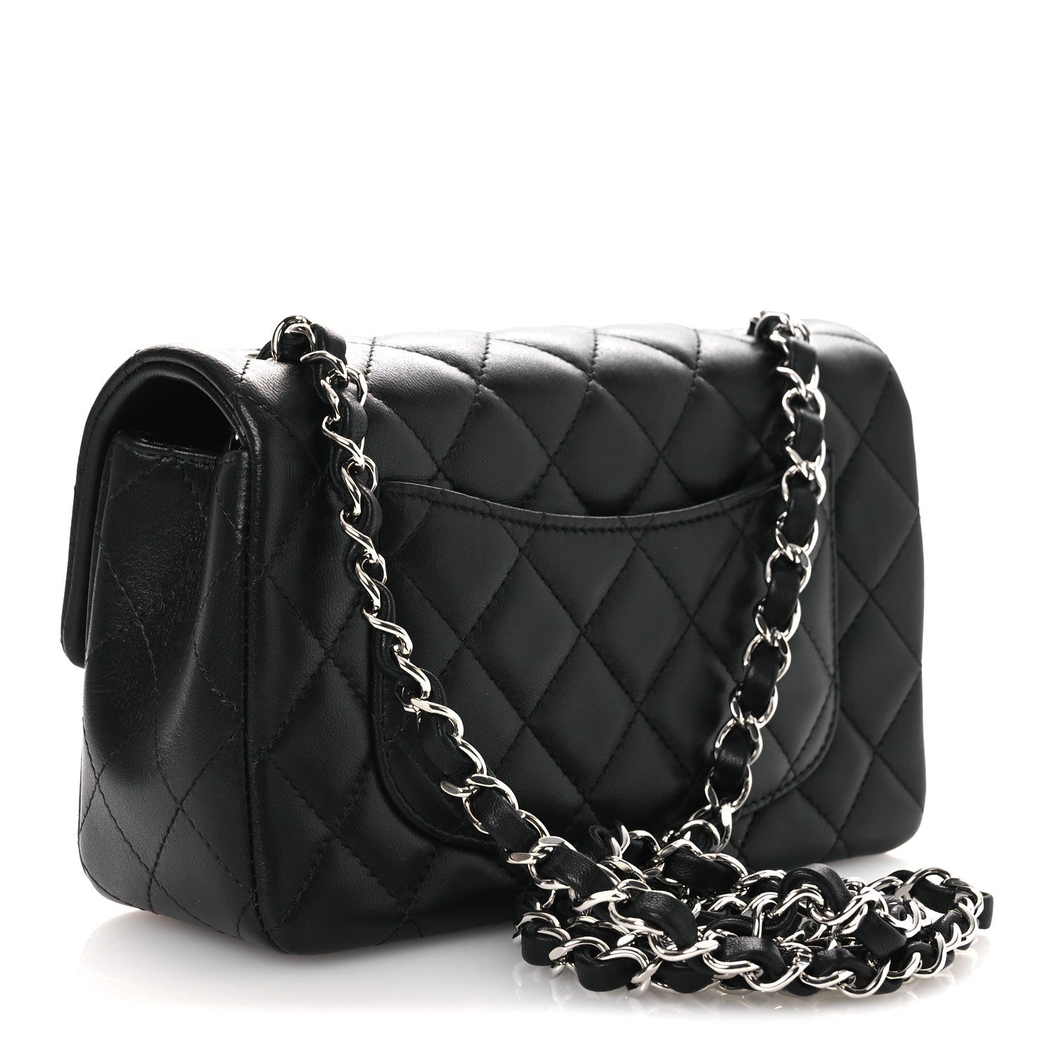 Lambskin Quilted Mini Rectangular Flap Black