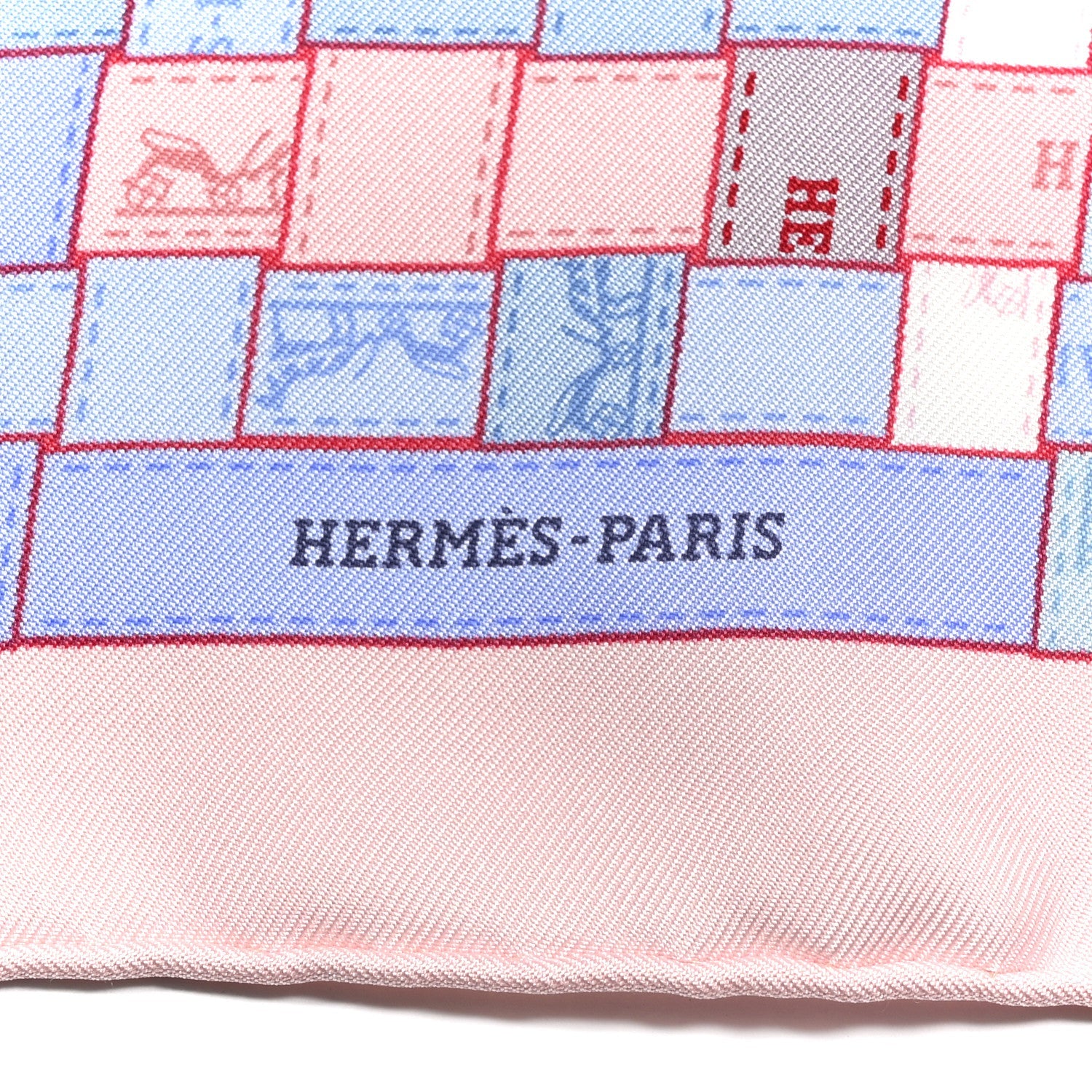 Silk Bolduc Au Carre Scarf 90 Bleu Pale Rose Pale