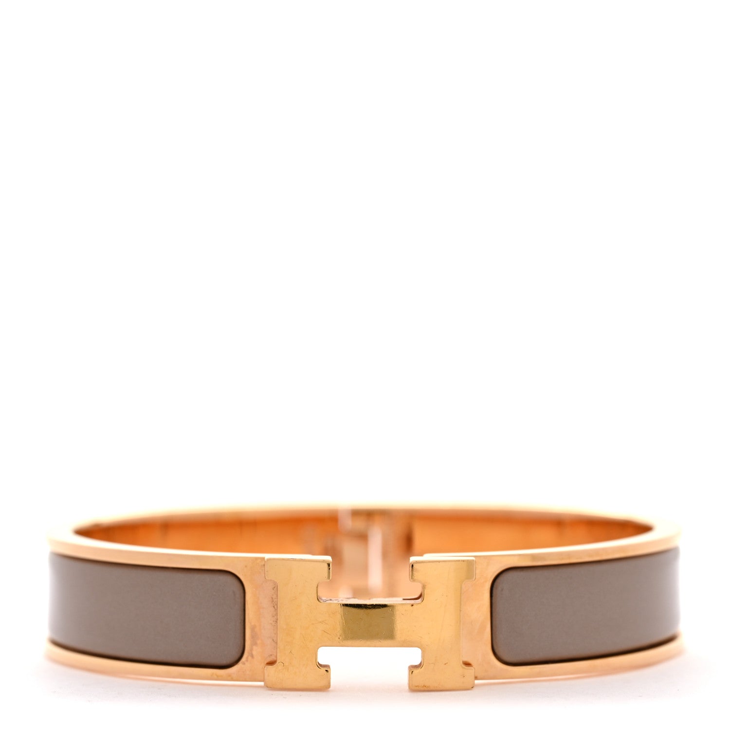 Enamel Narrow Clic Clac H Bracelet PM Marron Glace