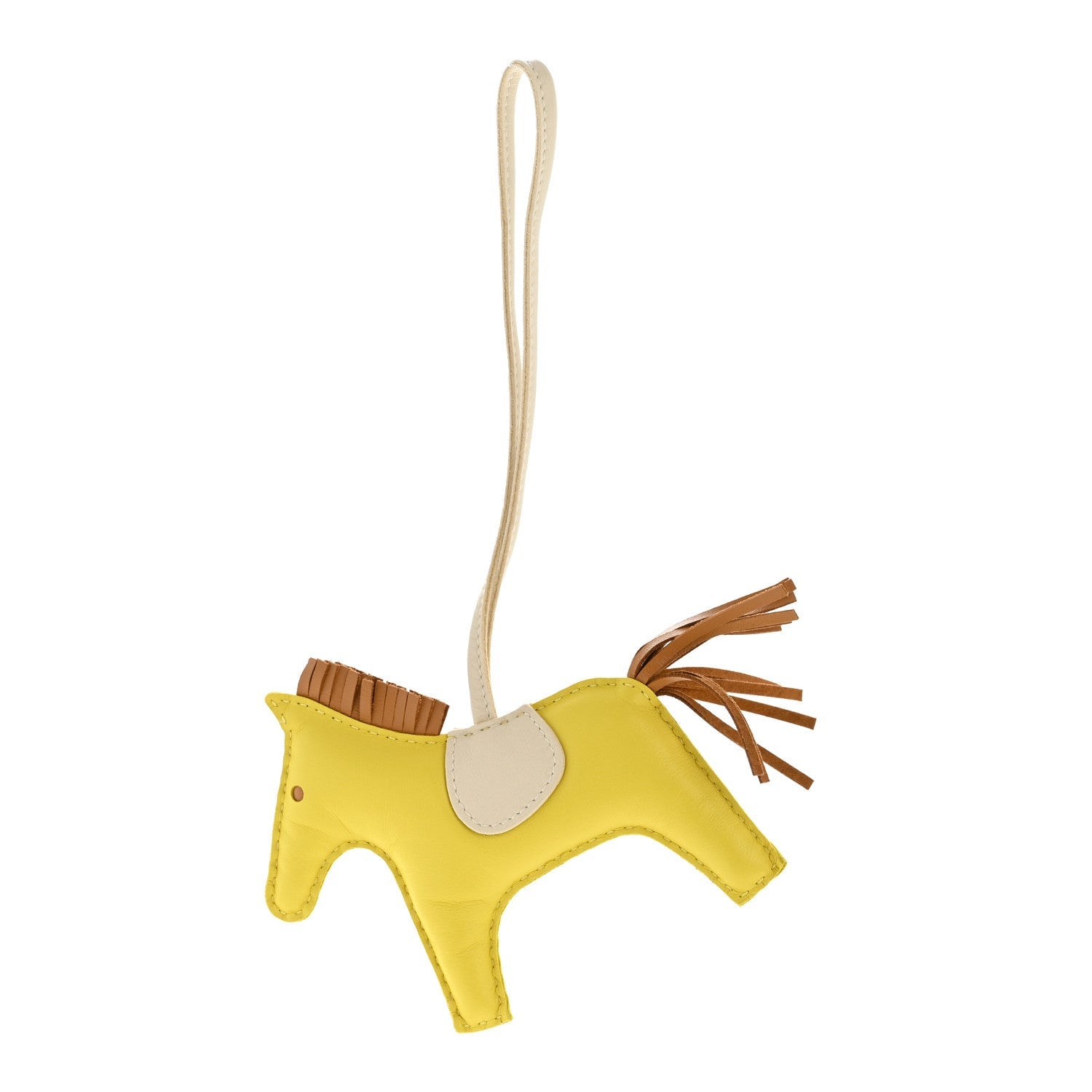 Milo Lambskin Grigri Rodeo Horse Bag Charm GM Lime Sesame Craie