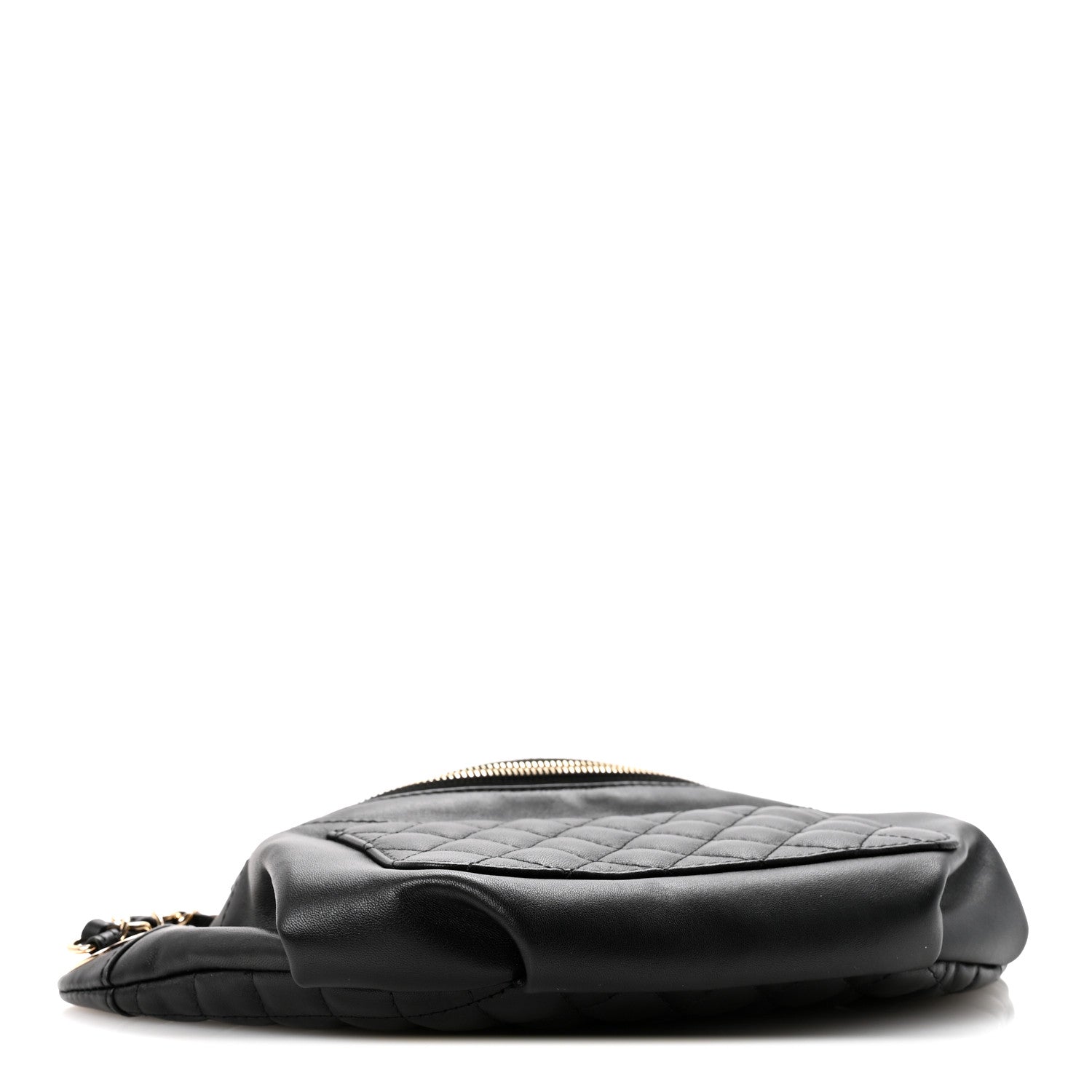 Lambskin Quilted Waist Bag Fanny Pack Black