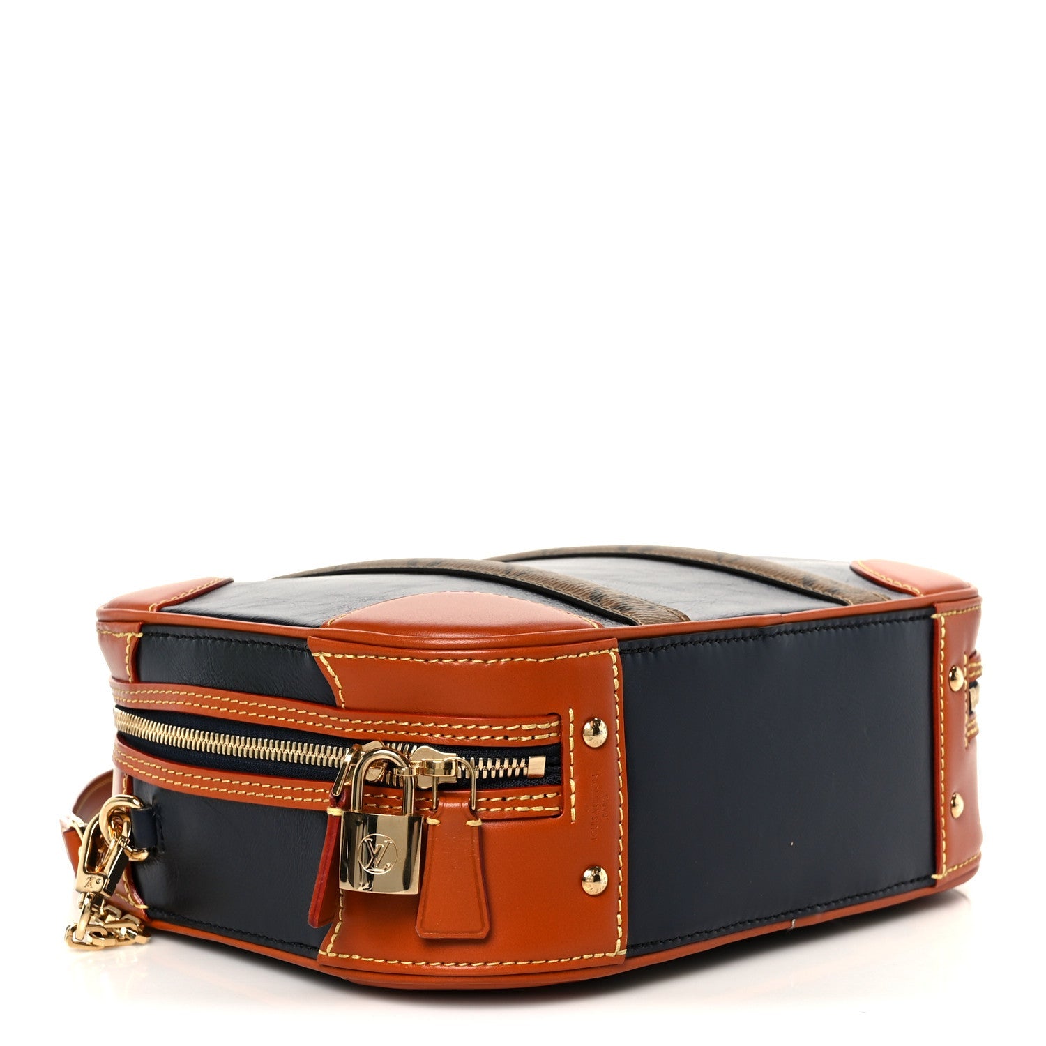 Calfskin Reverse Monogram Valisette PM Navy Caramel