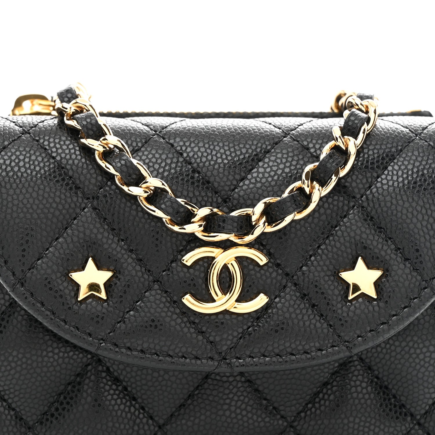 Caviar Quilted Clutch With Chain Black