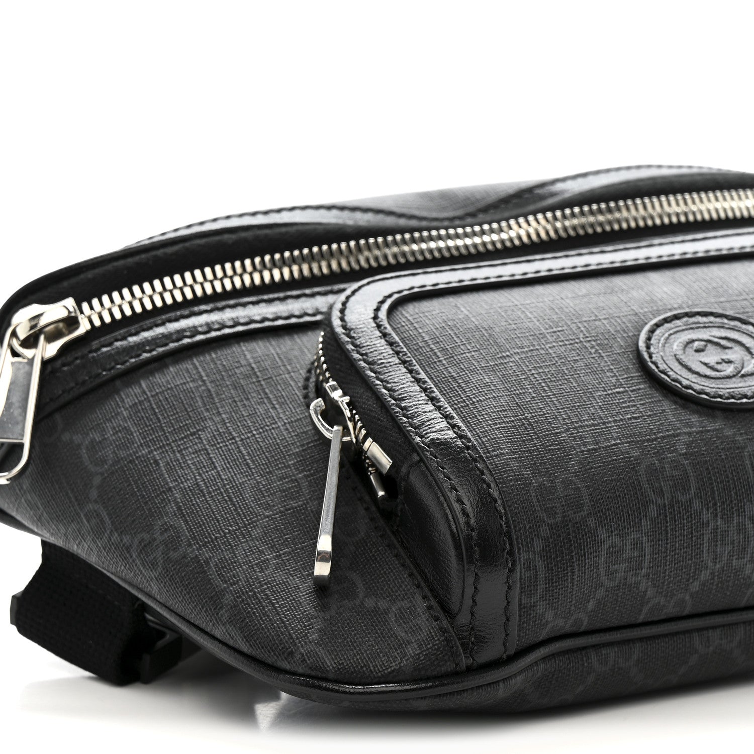 GG Supreme Monogram Textured Calfskin Retro Interlocking G Belt Bag Black