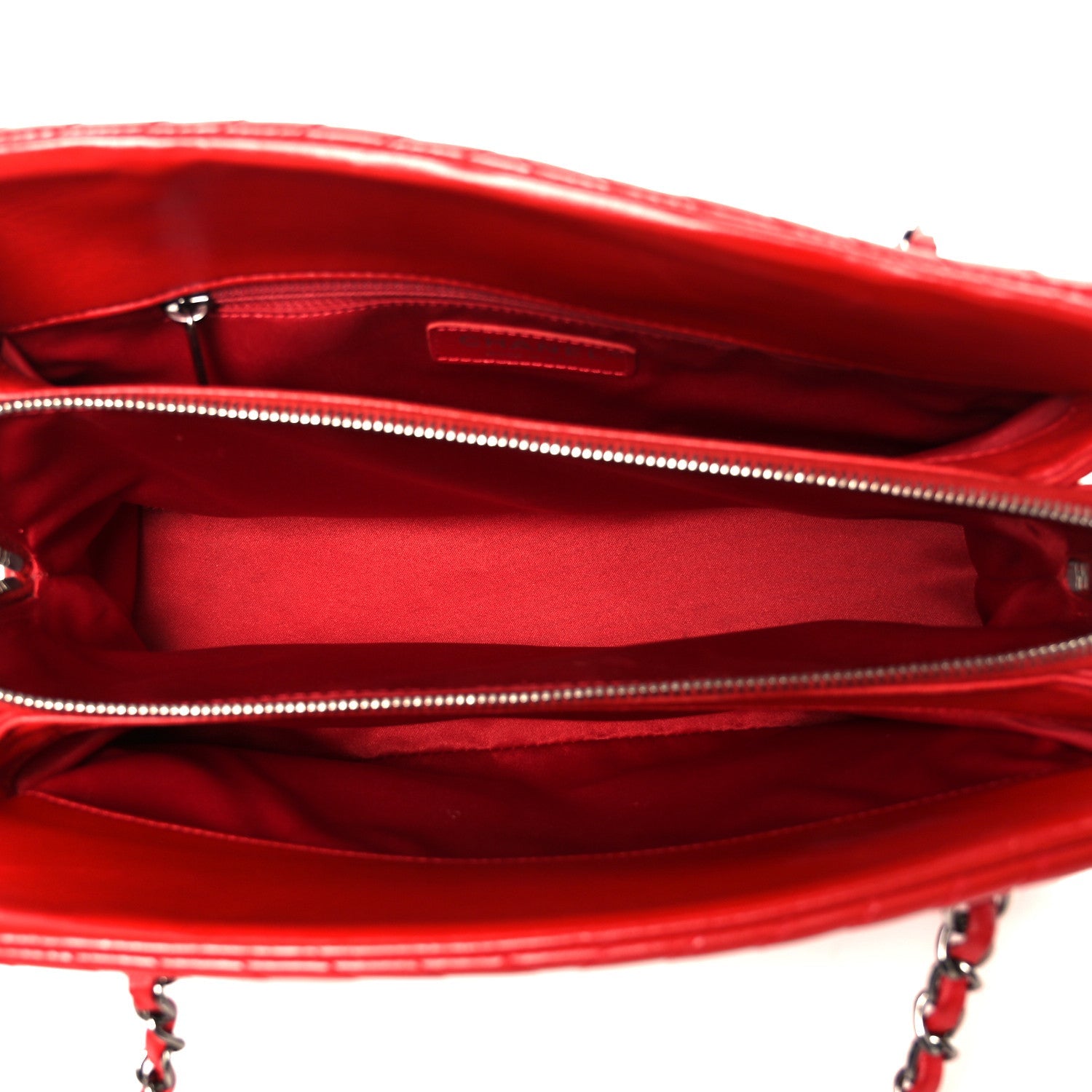 Lambskin Quilted CC Crossing Shopping Tote Red