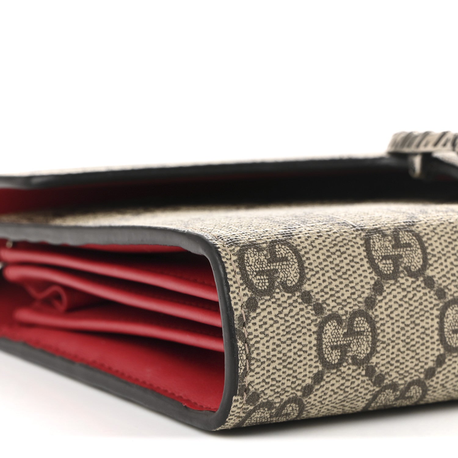 GG Supreme Monogram Mini Dionysus Chain Wallet Beige Vulcanic Red