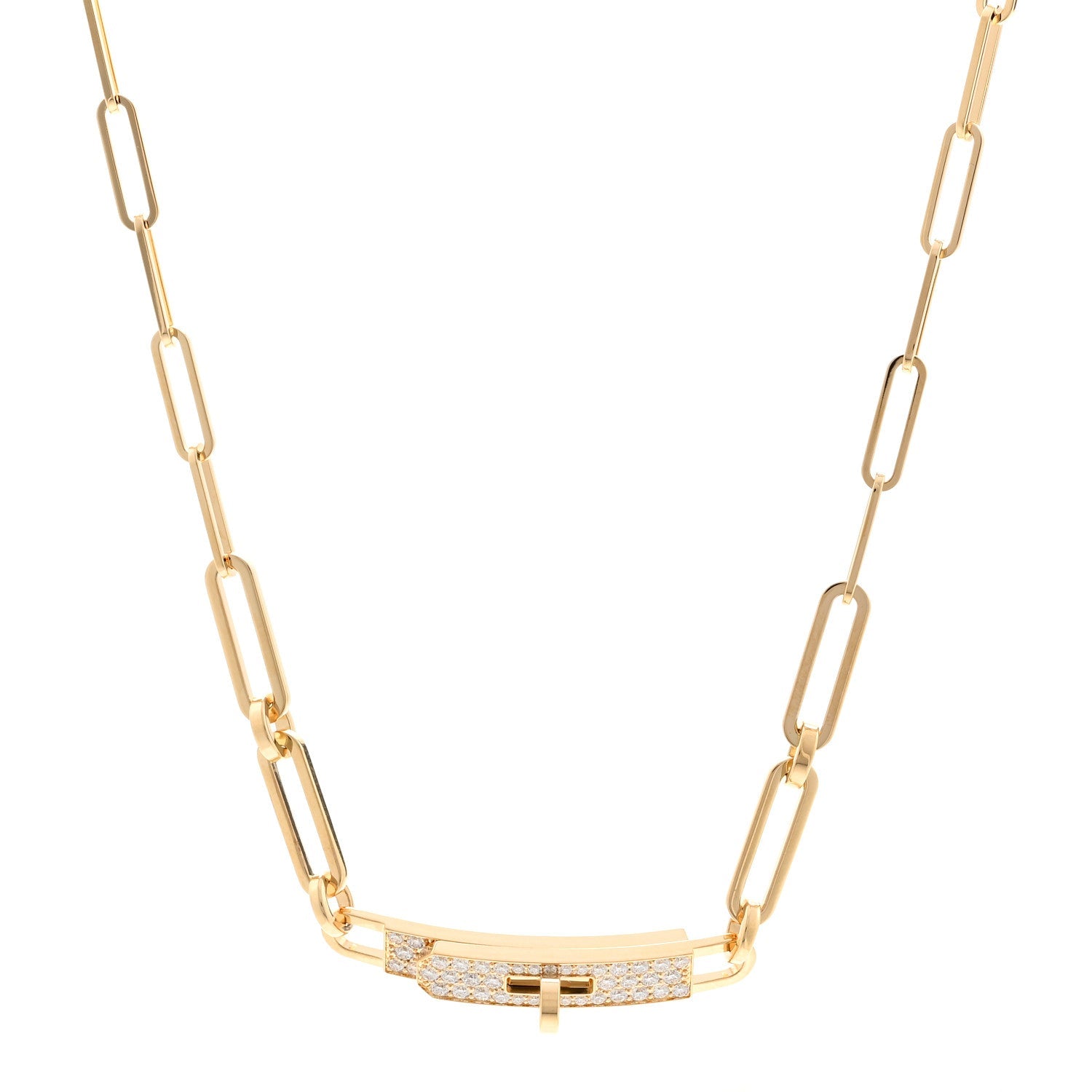 18K Yellow Gold Diamond Pave Kelly Chaine Choker Necklace