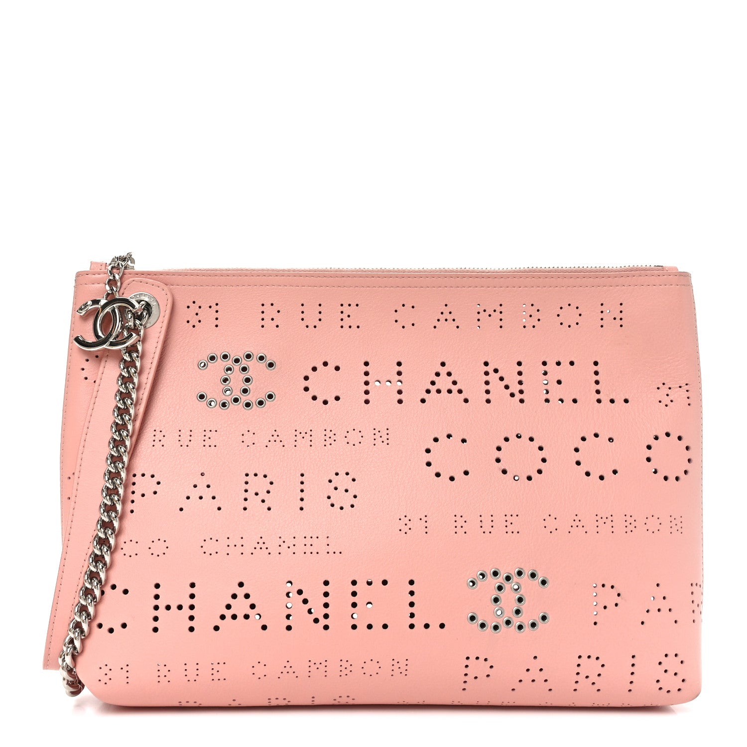 Calfskin Eyelets Clutch Pink