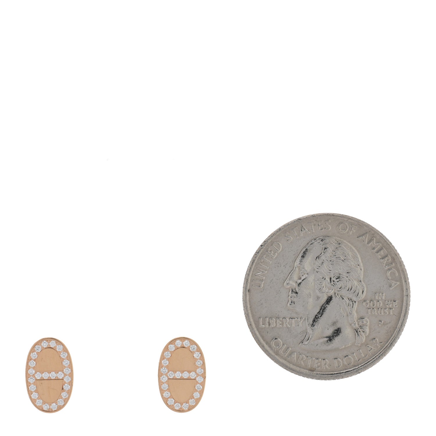 18K Rose Gold Diamond Chaine d'Ancre Contour Stud Earrings