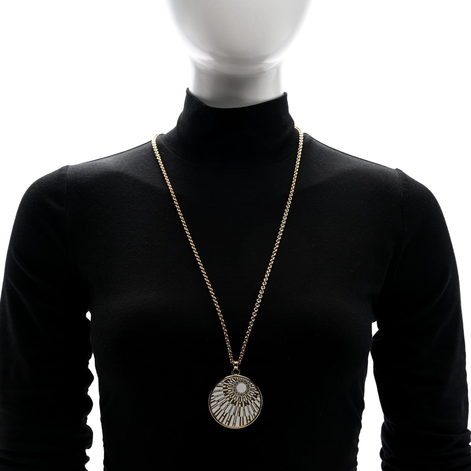 Enamel Medaille OP'H Small Necklace Jaune Or White