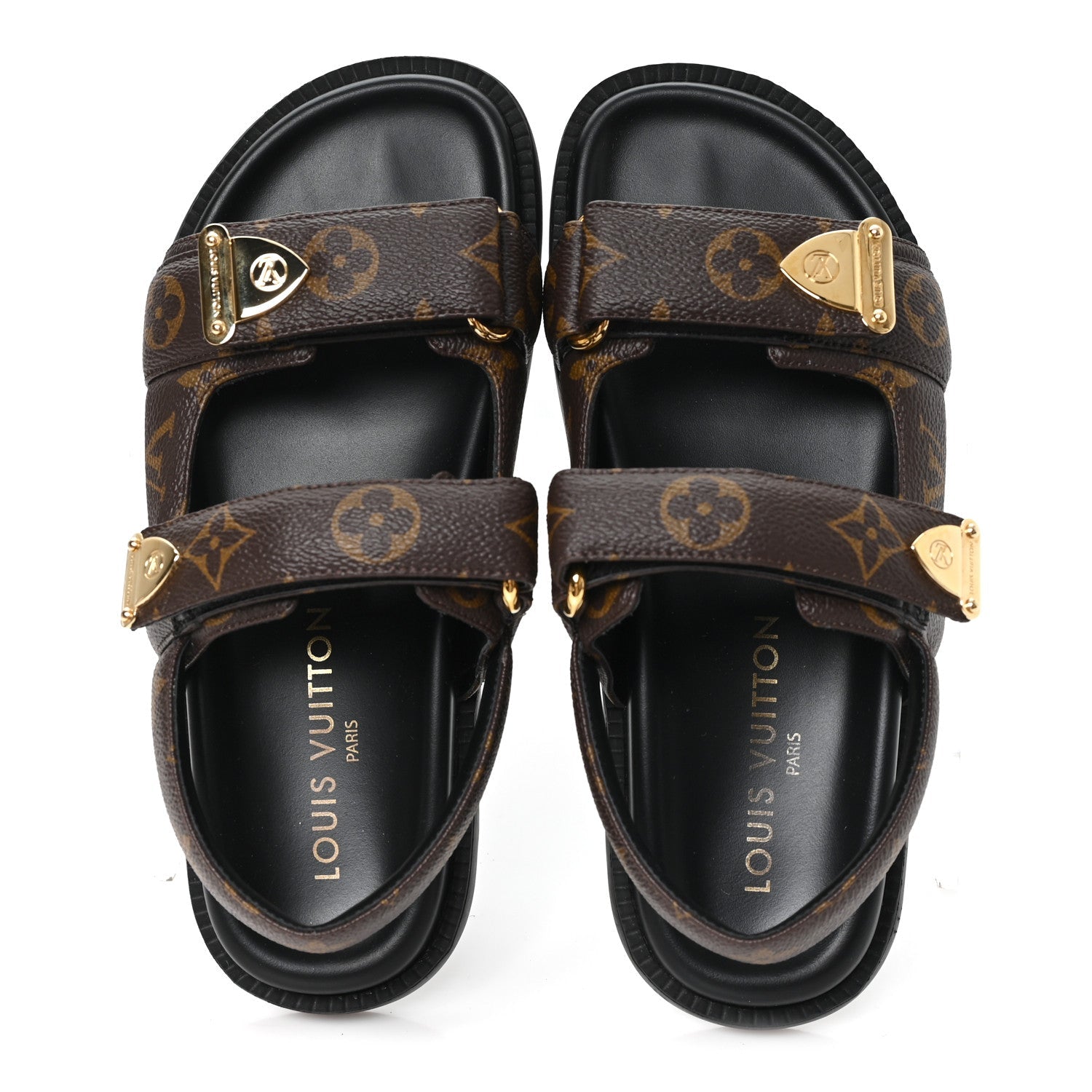 Monogram LV Sunset Comfort Flat Sandals 36 Cacao Brown