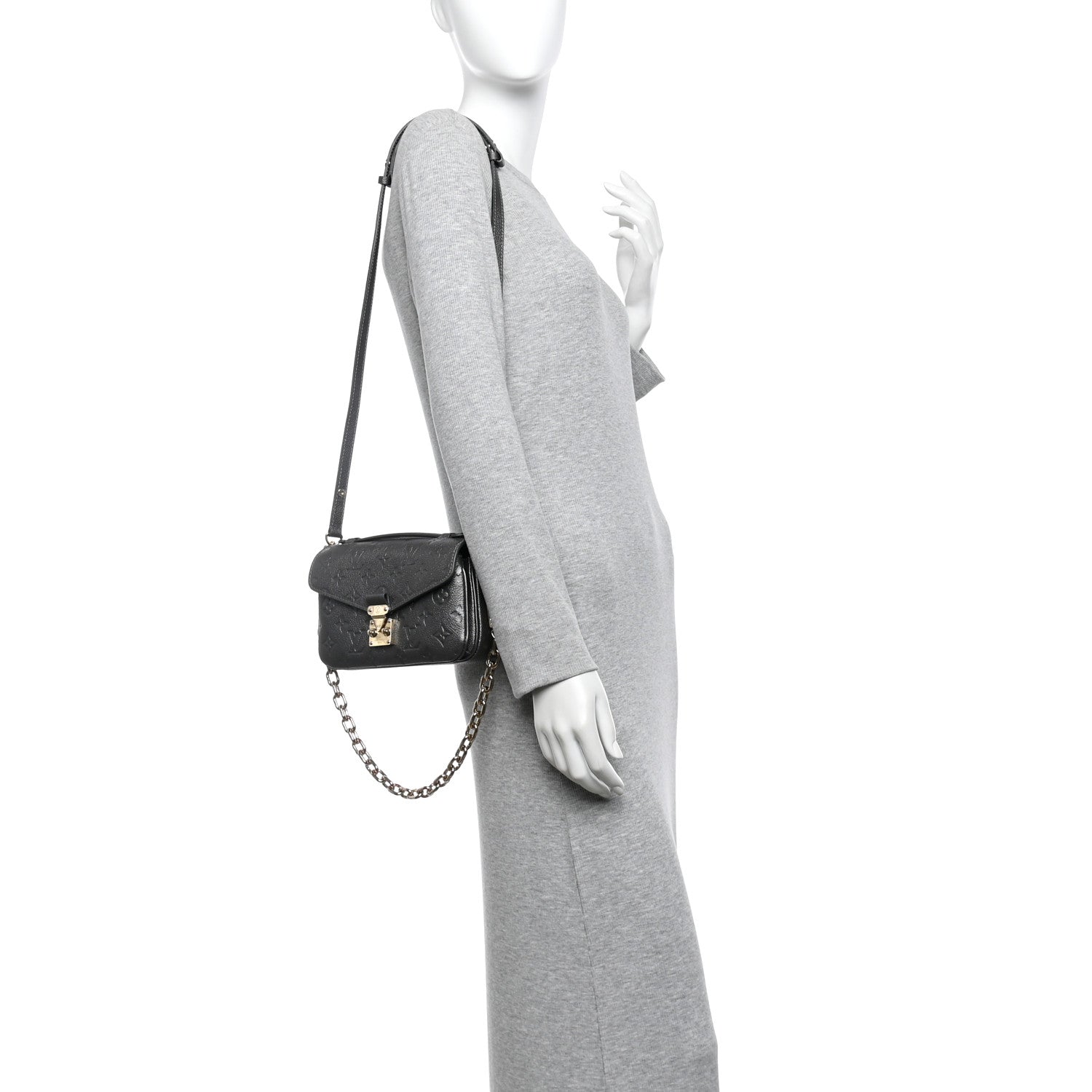 Shimmery Empreinte LV Ski Pochette Metis East West Gun Metal