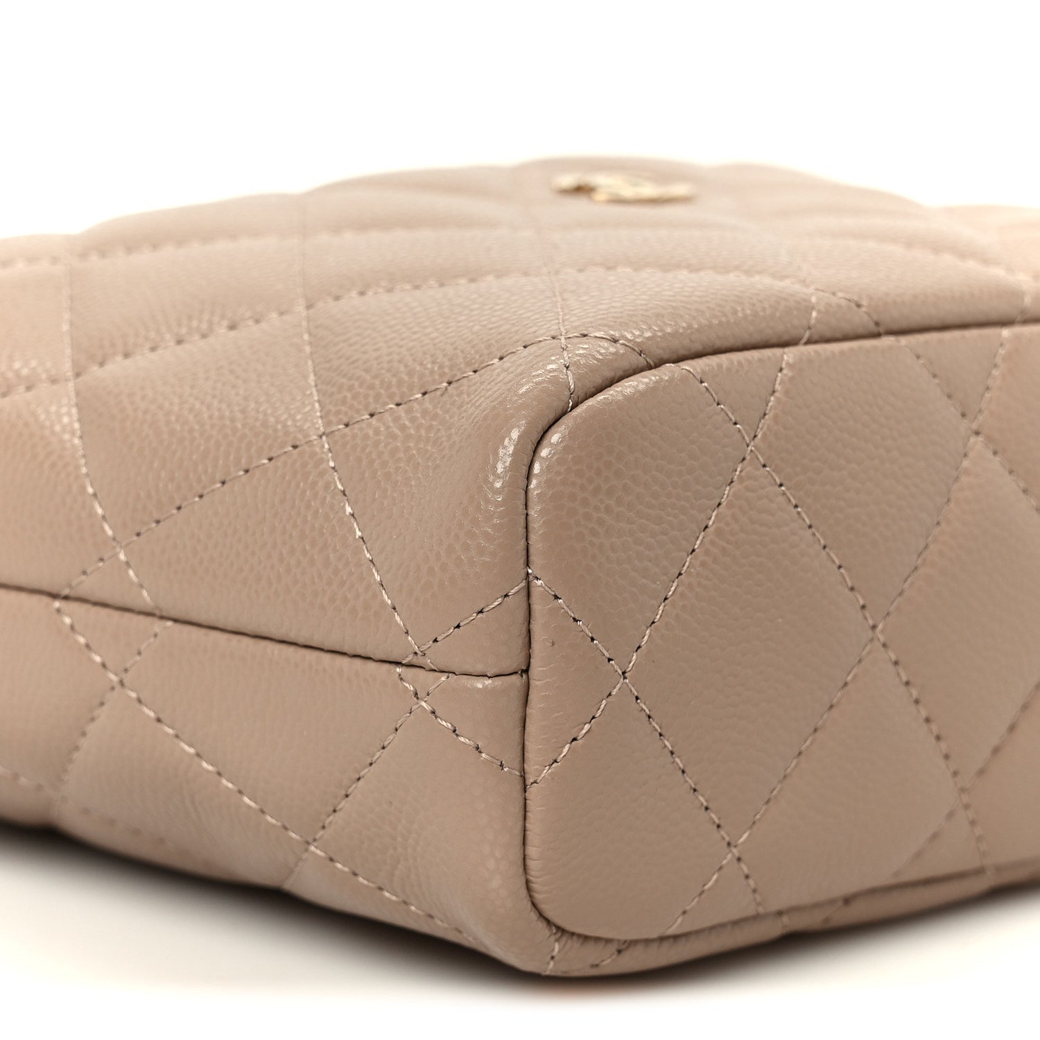 Caviar Quilted Hobo Clutch With Chain Dark Beige