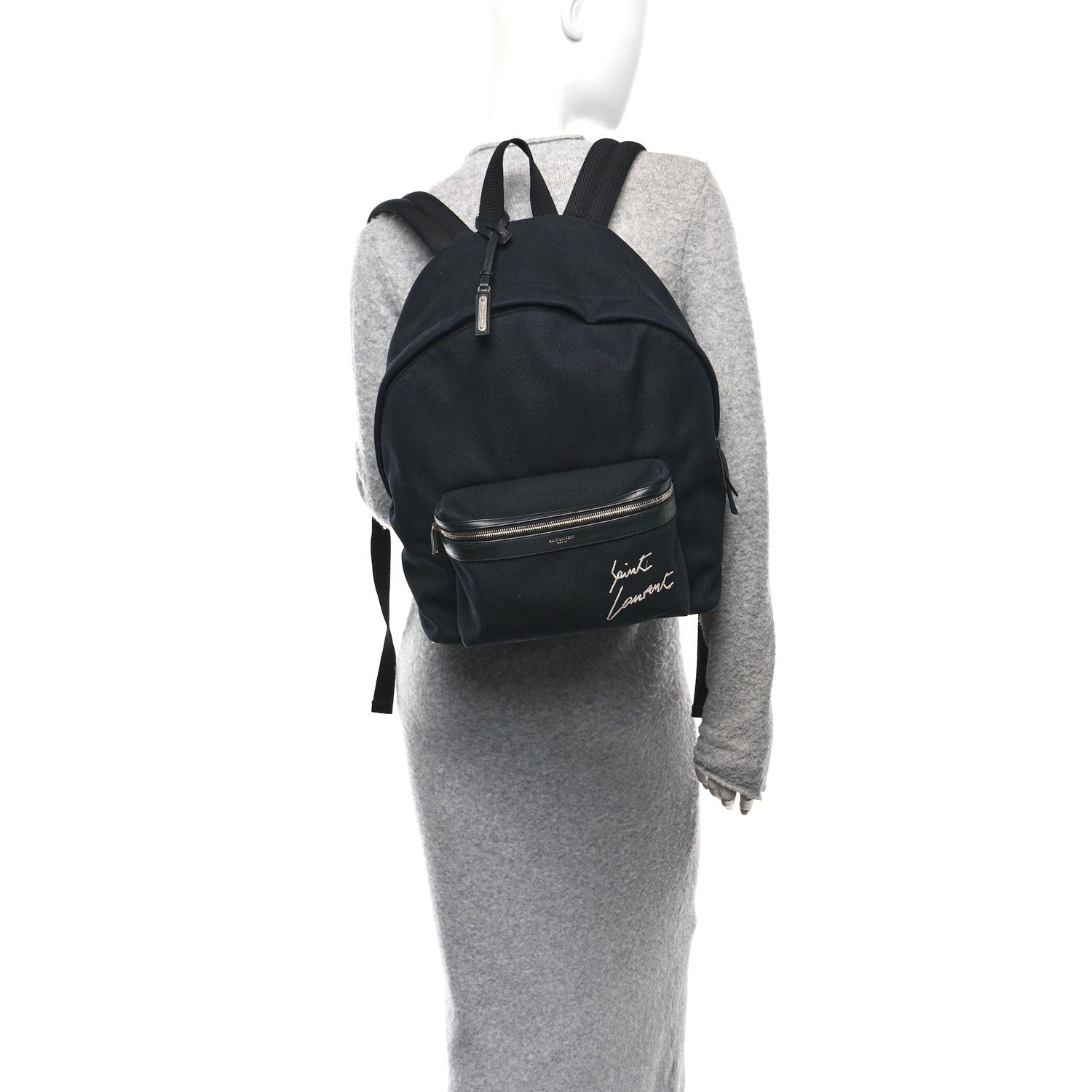 Canvas Signature Embroidered City Backpack Black