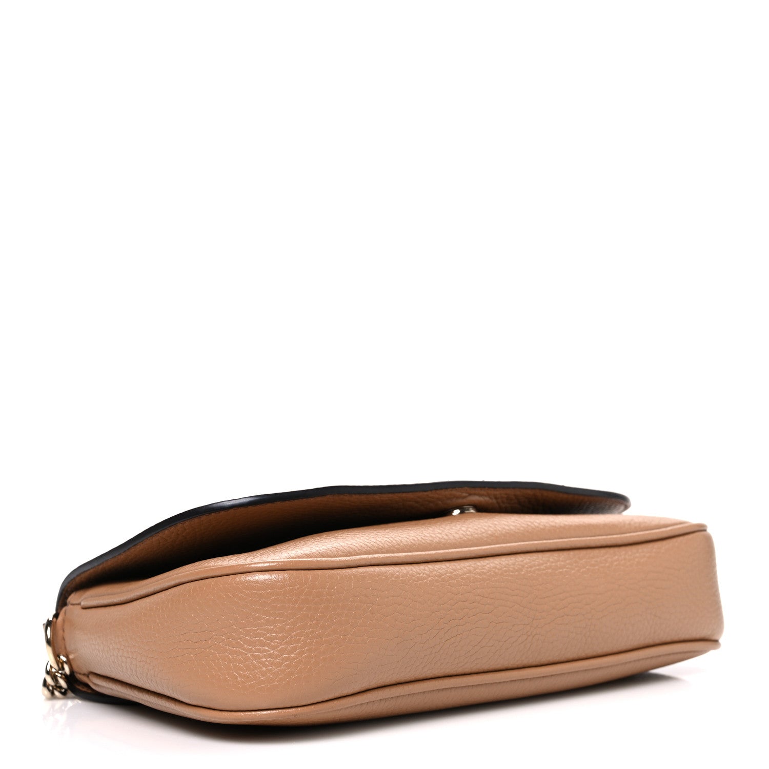 Pebbled Calfskin Medium Soho Flap Crossbody Camelia