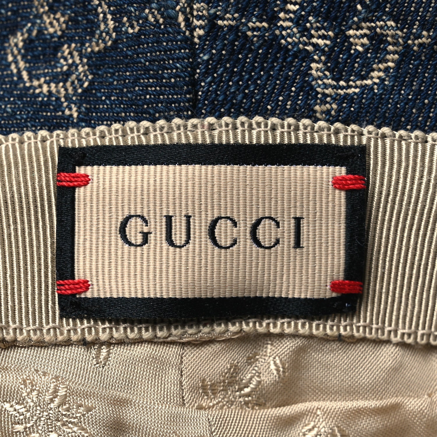 Washed Jacquard Denim Nappa GG Monogram Oscar Bucket Hat XL Denim Cuir