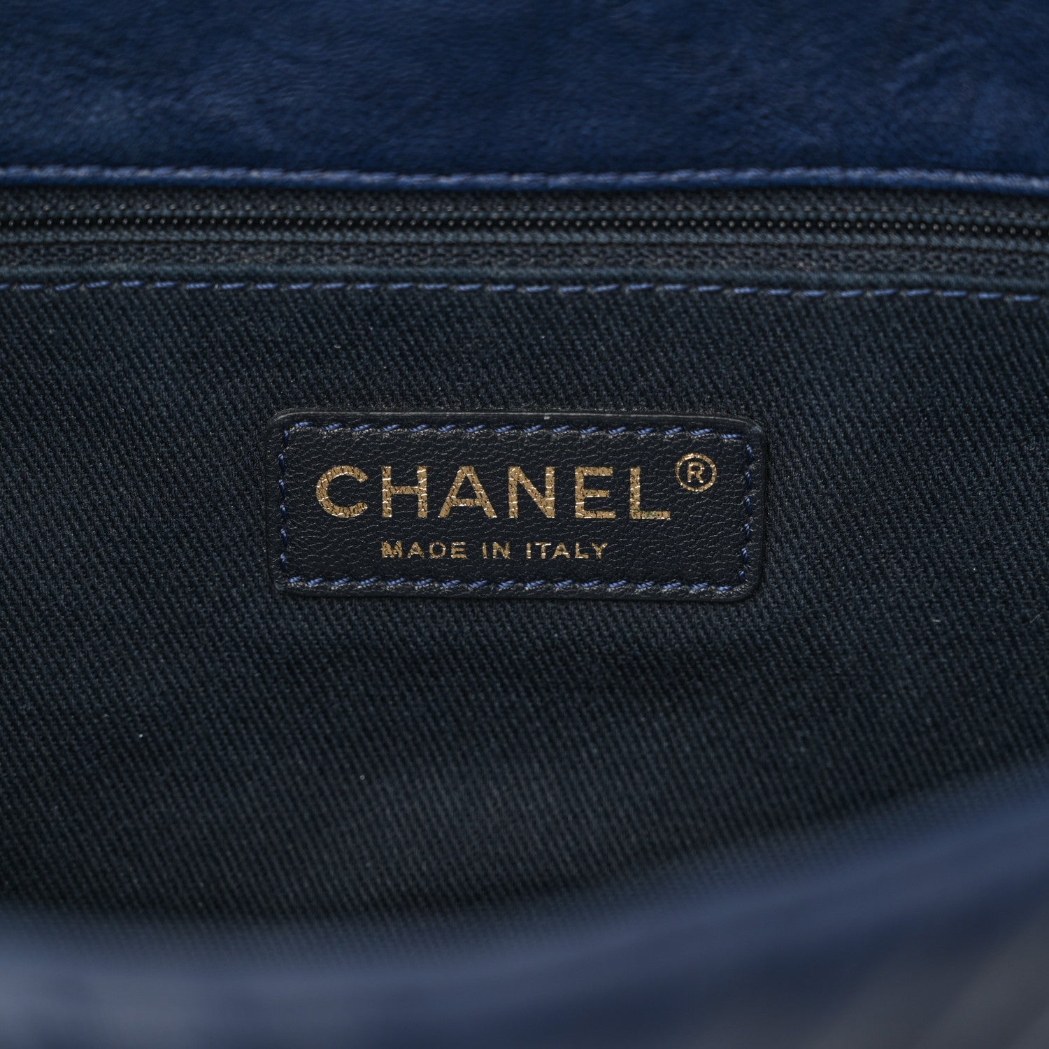Calfskin Surpique Chevron Medium Flap Navy