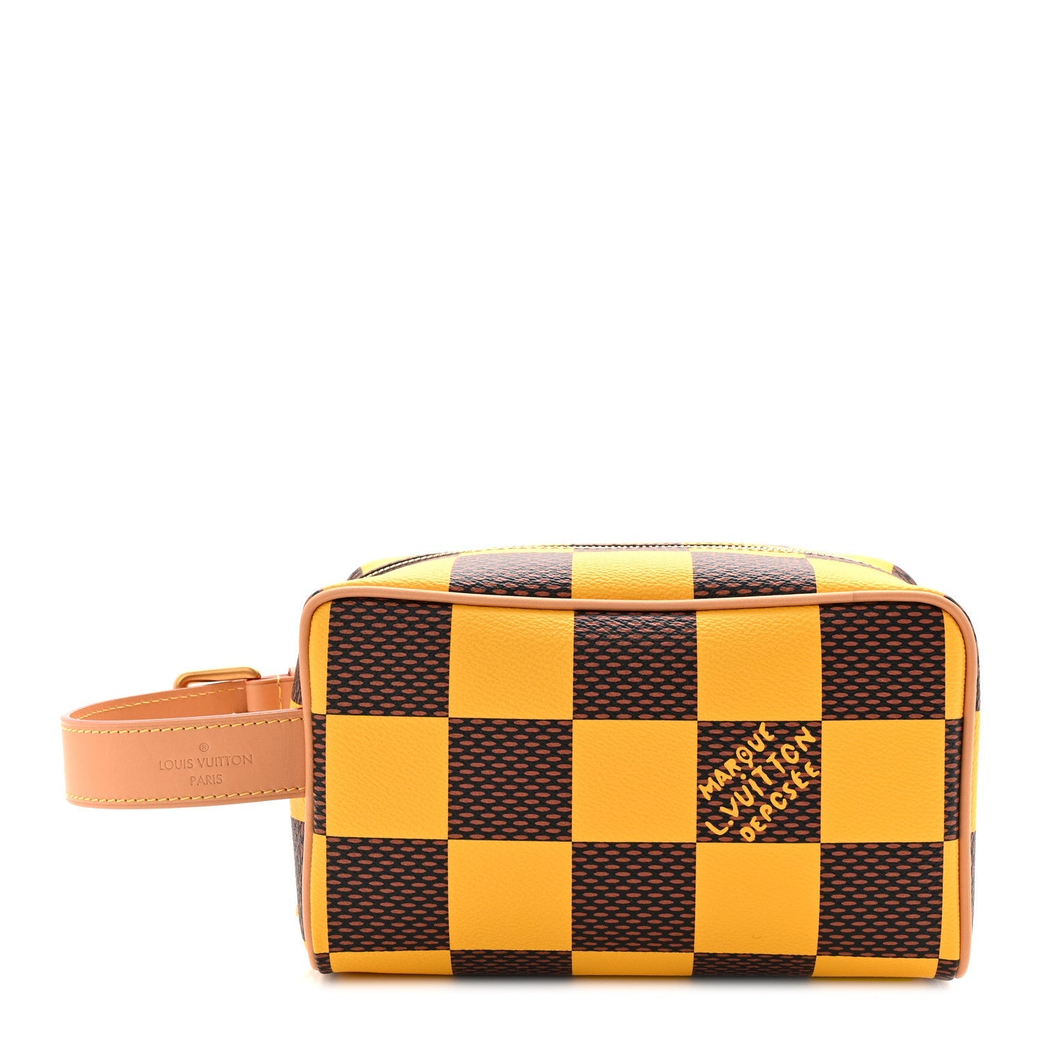 Damier Pop Dopp Kit Toilet Pouch Jaune Mat