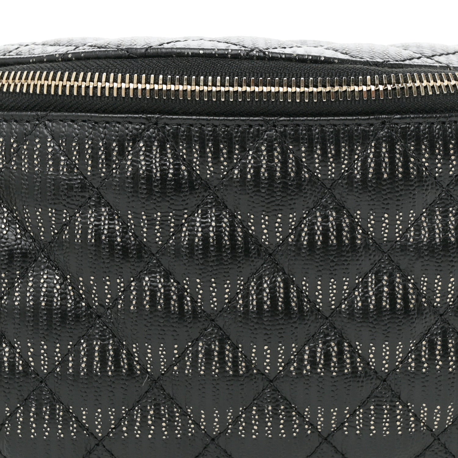 Metallic Caviar Striped Banane Waist Bag Fanny Pack Black Gold