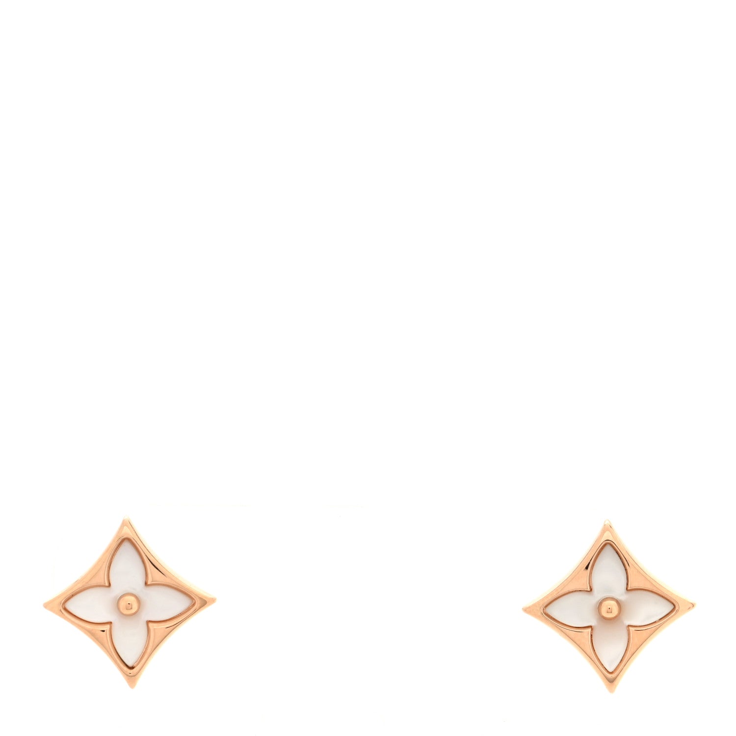 18K Pink Gold Mother of Pearl Color Blossom Star Stud Earrings
