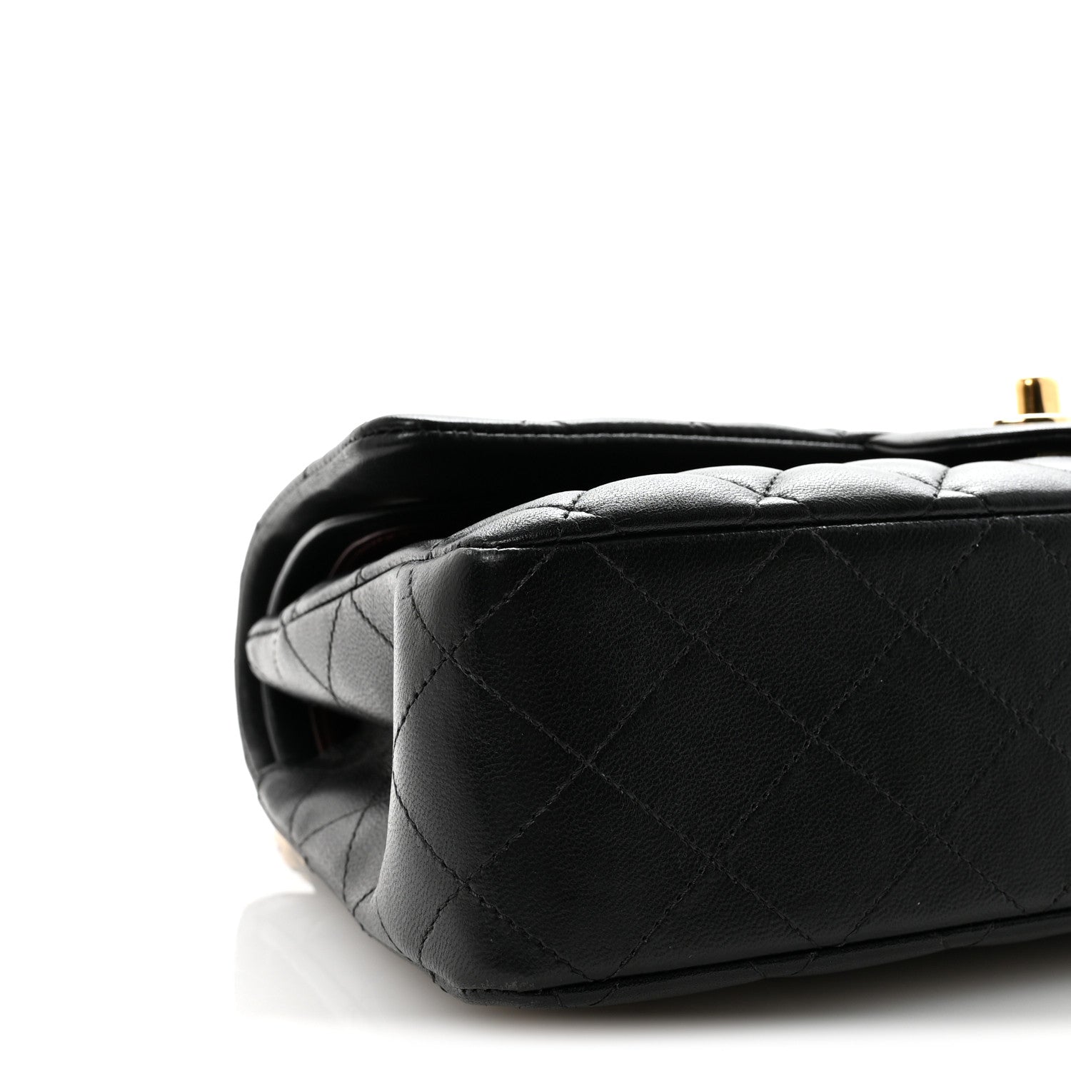 Lambskin Quilted Medium Double Flap Black