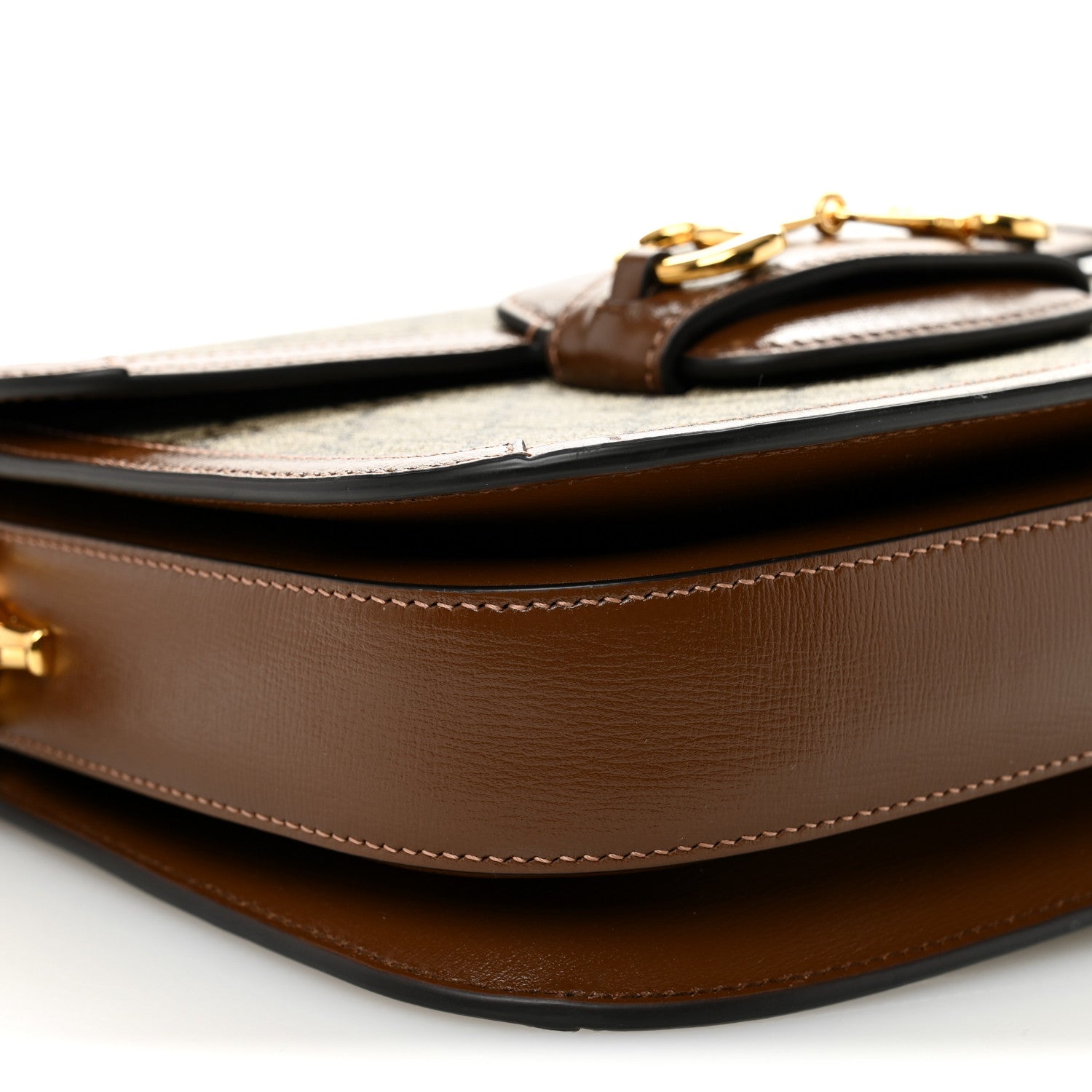 GG Supreme Monogram Horsebit 1955 Shoulder Bag Beige Brown Sugar