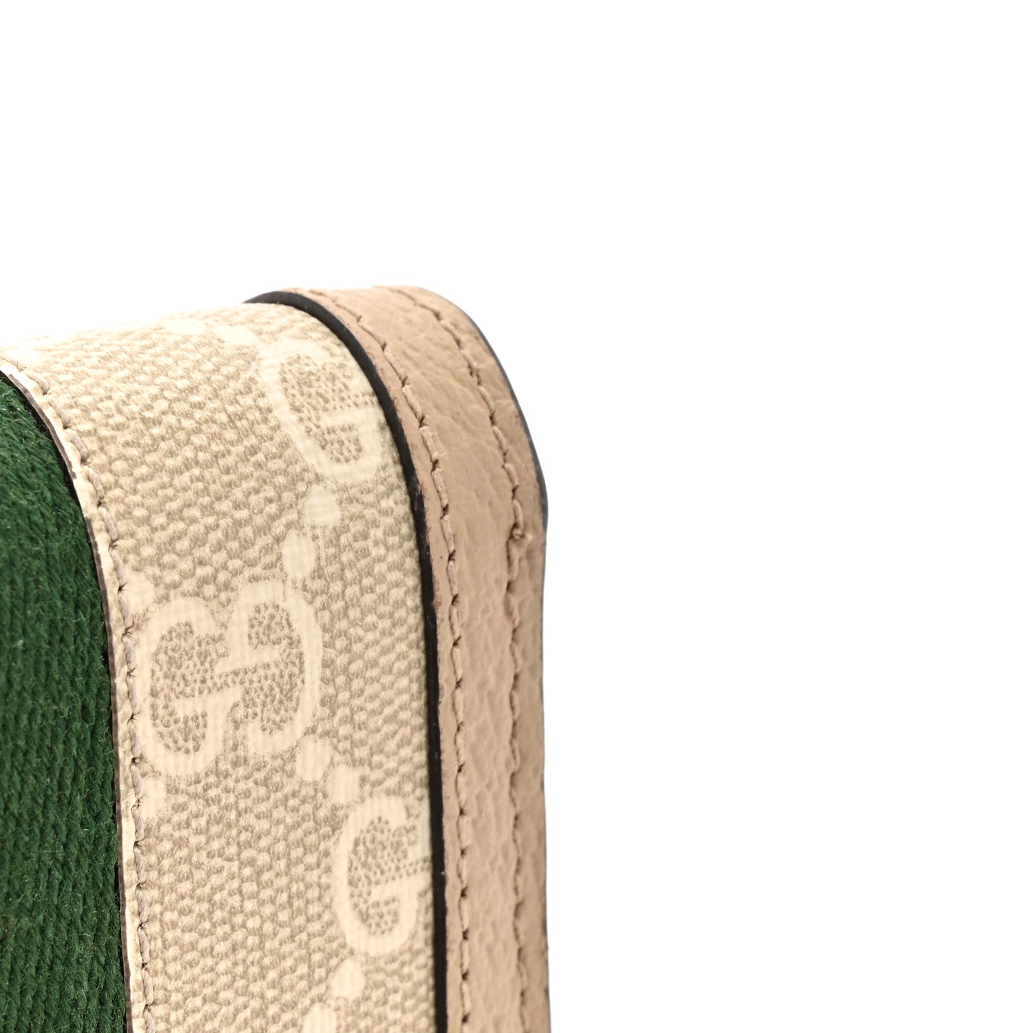 GG Supreme Monogram Textured Dollar Calfskin Web Ophidia Card Case Wallet Beige Mystic White Oatmeal