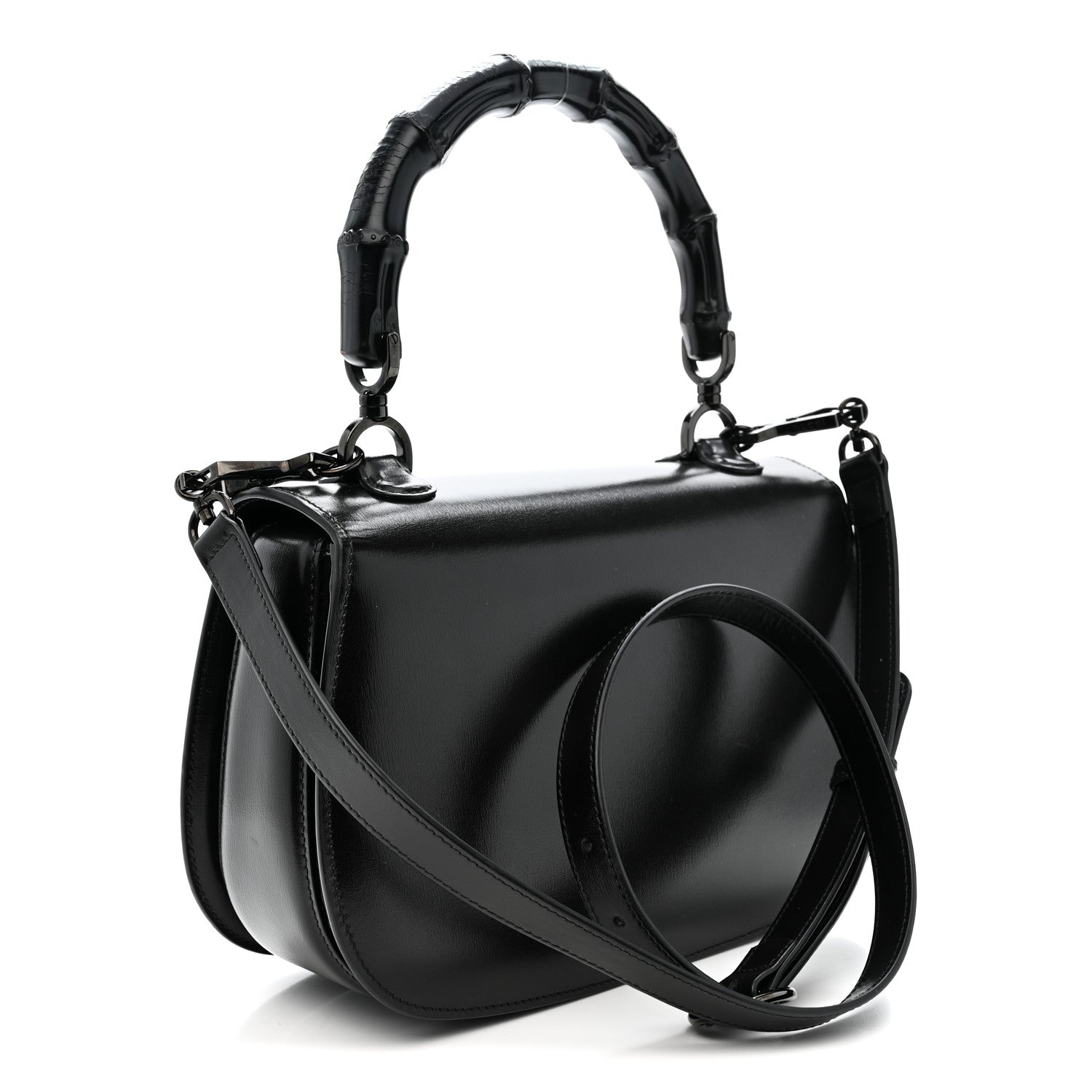 Boarded Dyana Lux Calfskin Web Monochrome Medium Bamboo 1947 Top Handle Bag Black