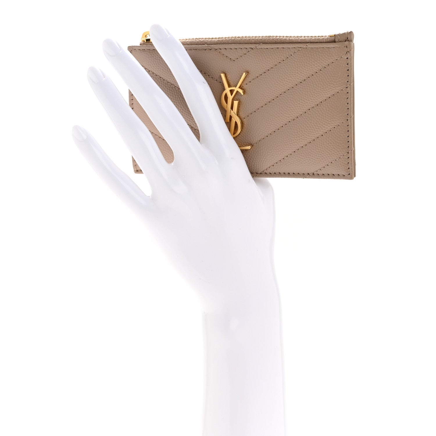 Monogram Grain de Poudre 5 Fragments Zip Pouch Card Holder Dark Beige