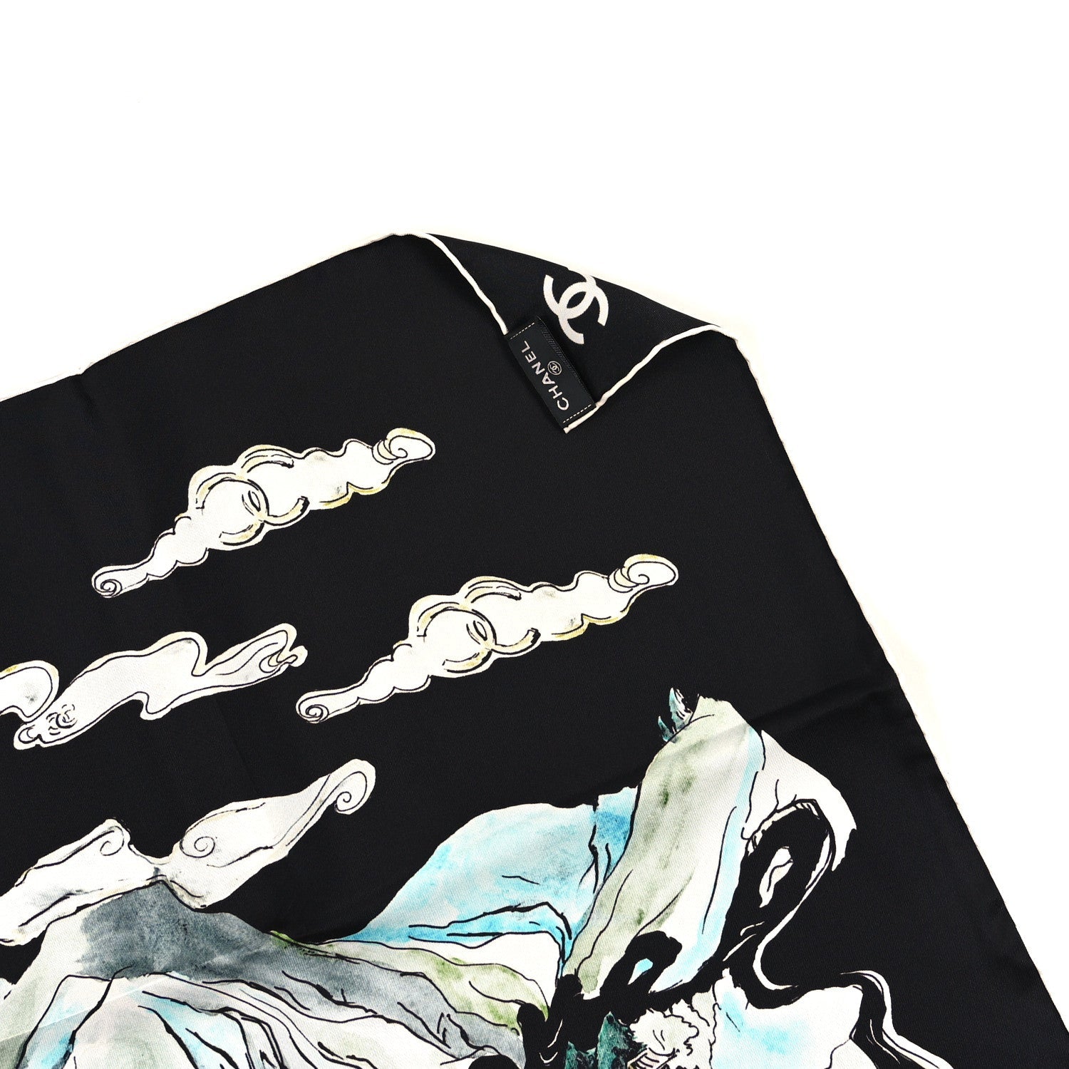 Silk CC Square Scarf Black Multicolor