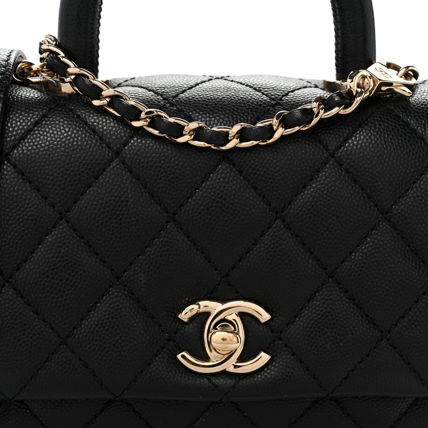 Caviar Quilted Extra Mini Coco Handle Flap Black