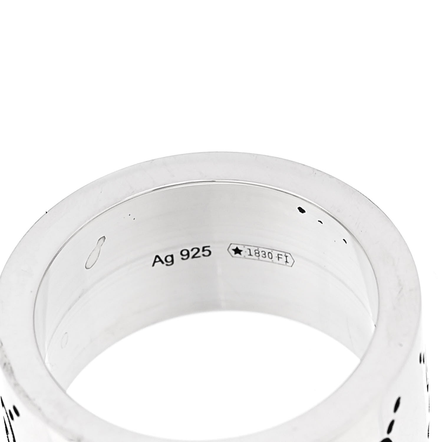 Sterling Silver GucciGhost Hamlet Skull Band Ring 47 4