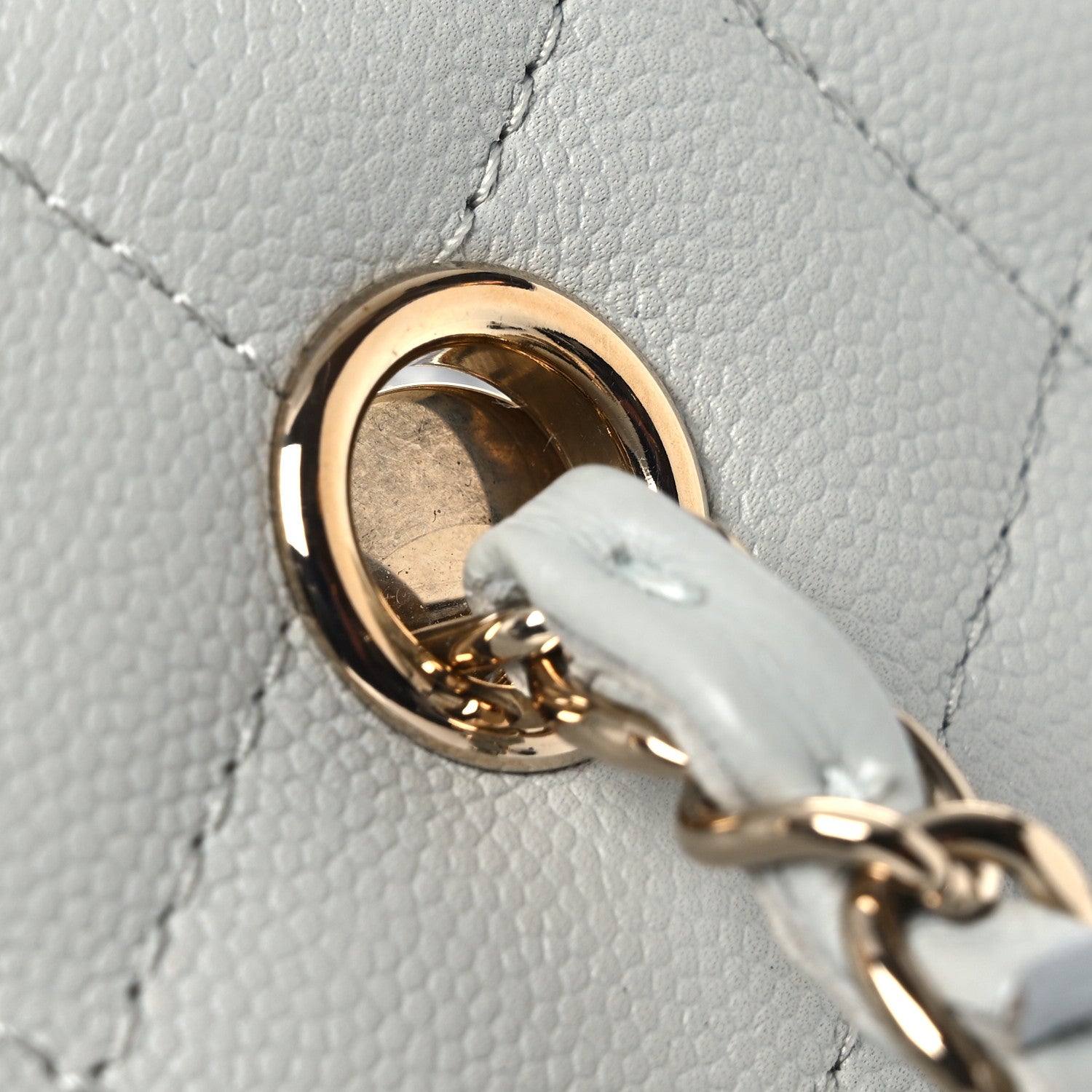 Caviar Quilted Shopping Tote Light Green