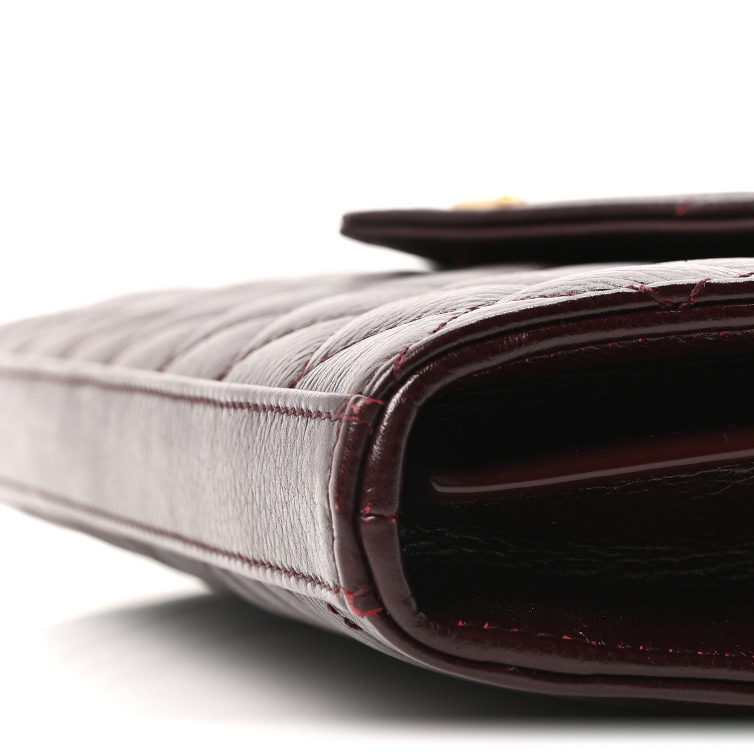 Grained Calfskin Mixed Matelasse Triquilt Monogram Chain Wallet Lava Falls