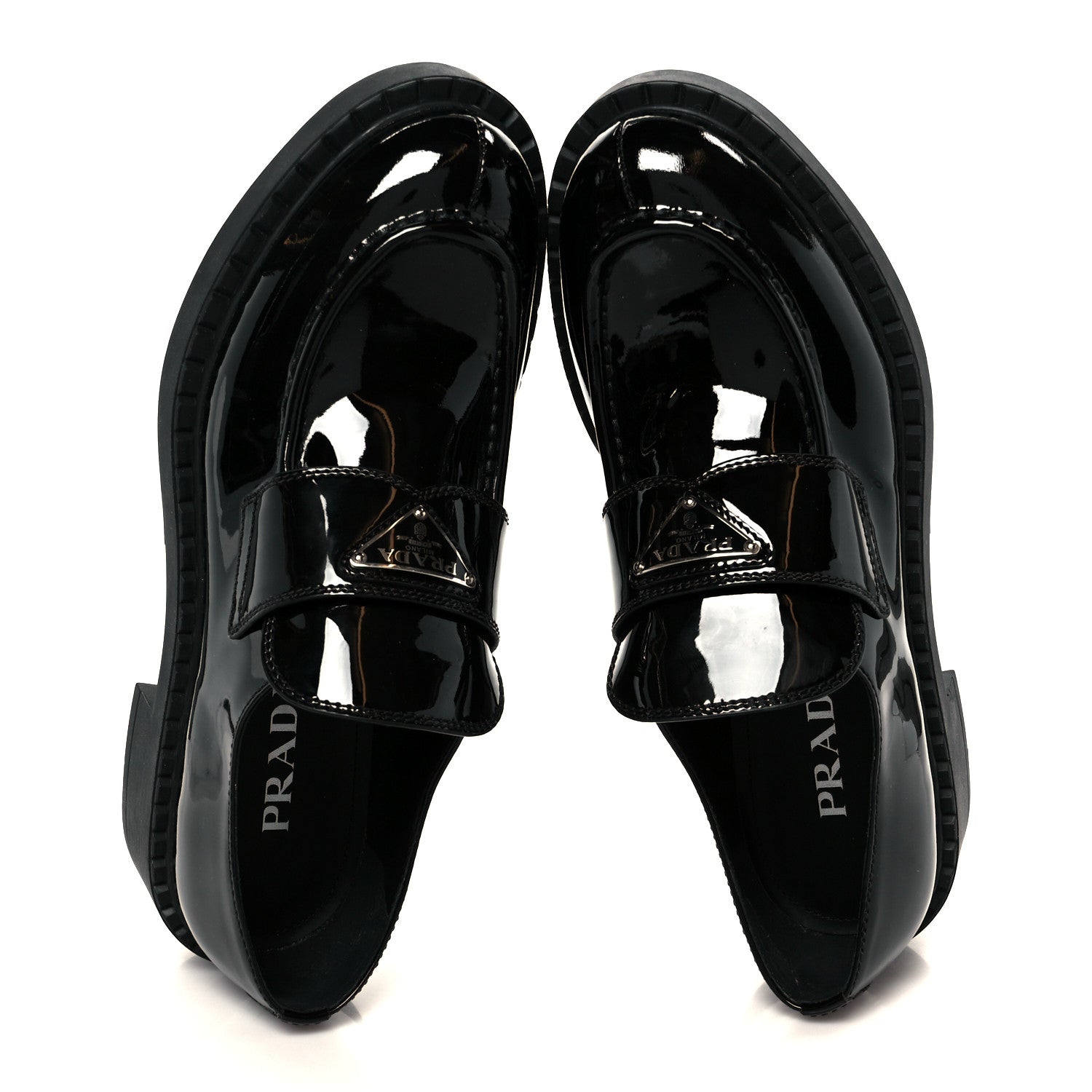 Vernice Metal Triangle Logo 50mm Loafers 39.5 Black