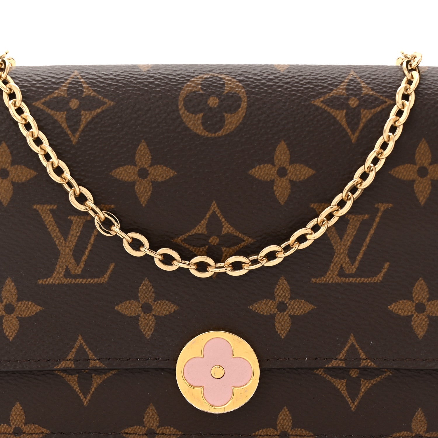 Monogram Flore Chain Wallet Rose Ballerine