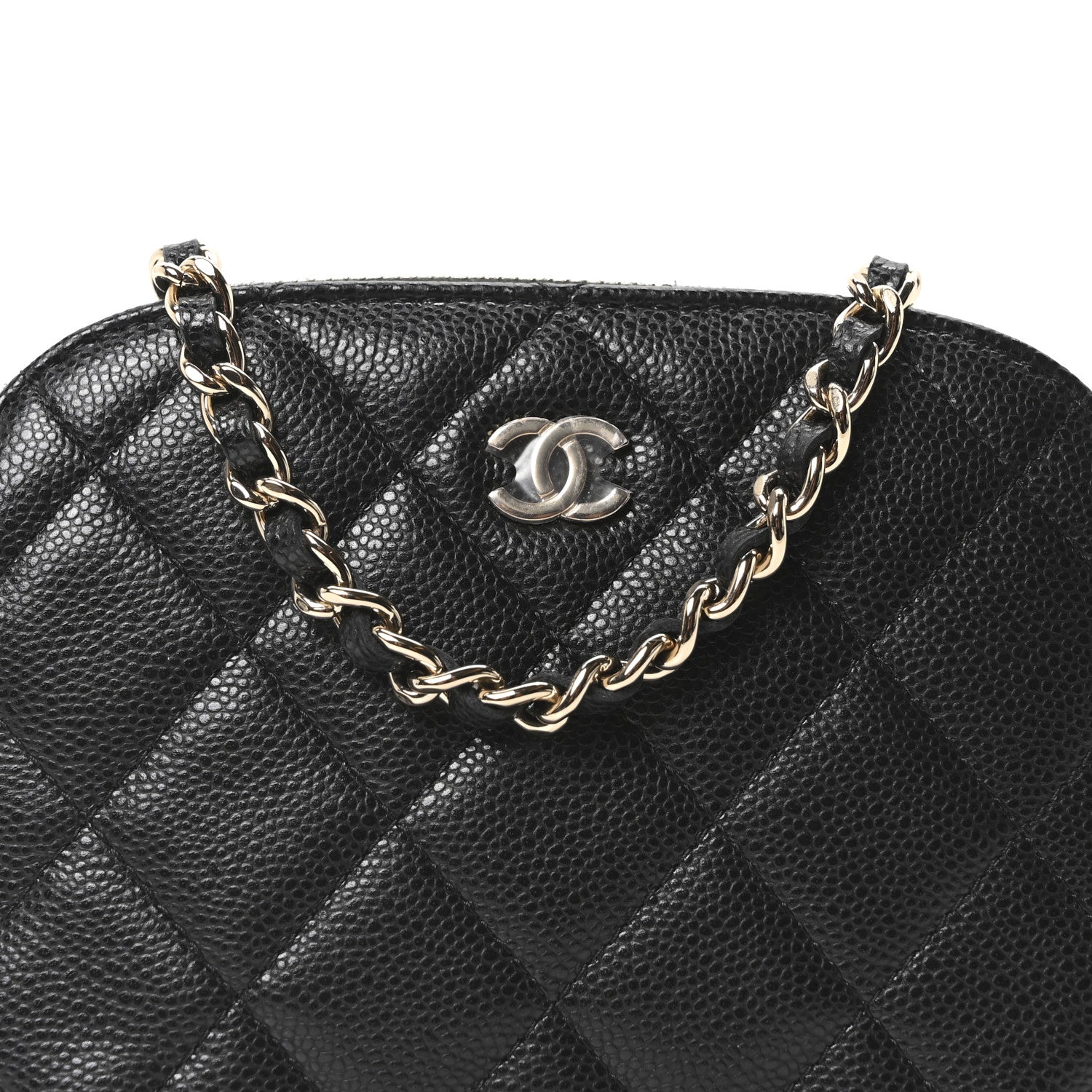 Caviar Quilted Classic Clutch With Chain Black