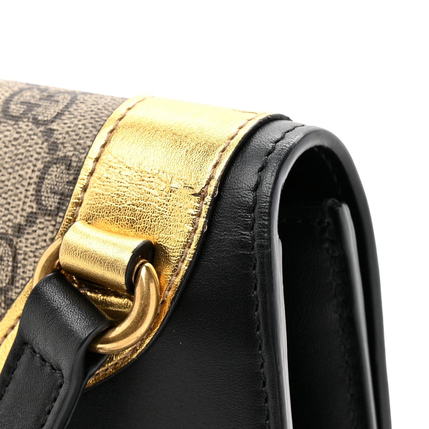 GG Supreme Monogram Small Osiride Shoulder Bag Black Gold